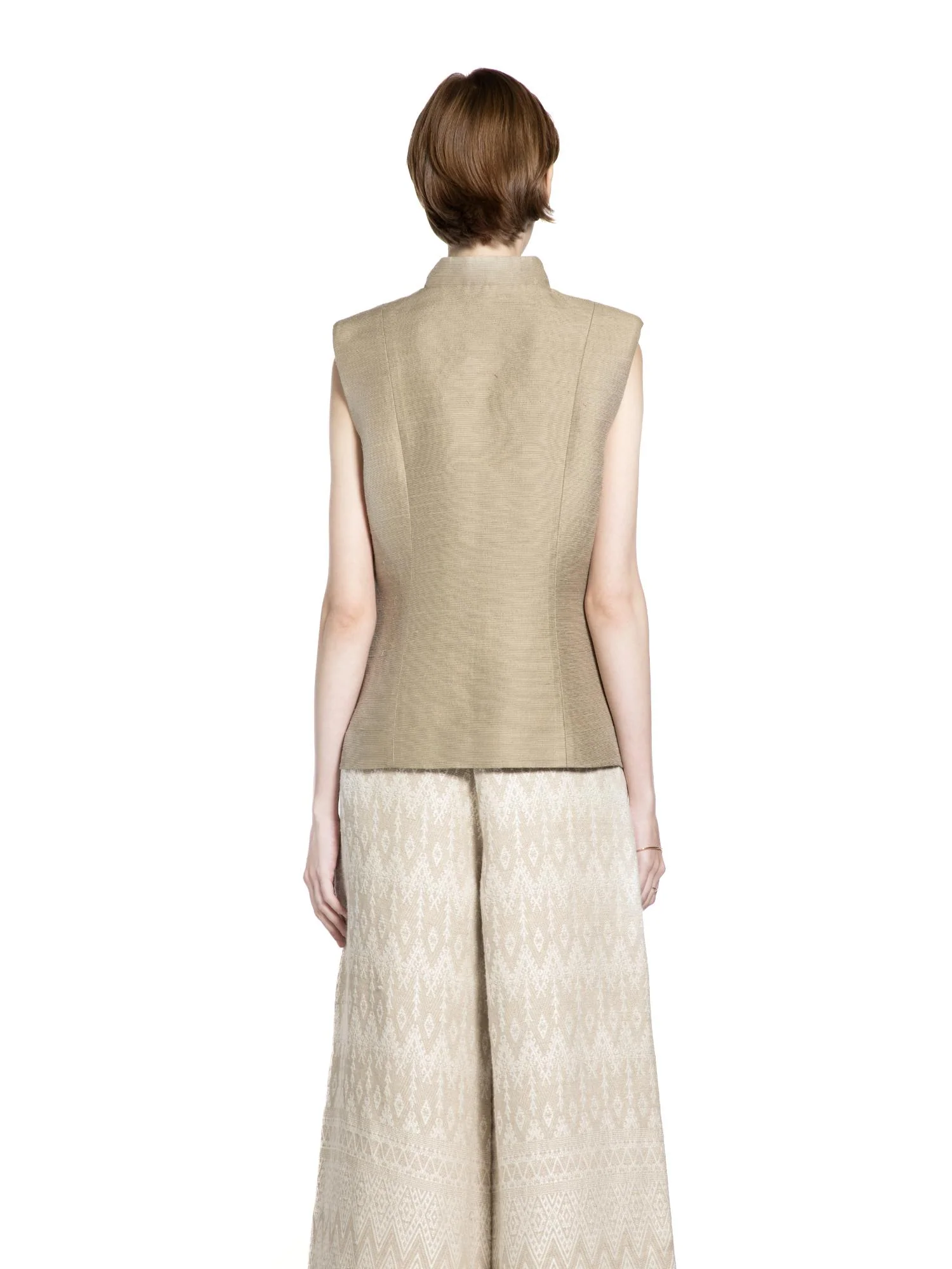 Asymmetrical Mandarin Collar Vest - Image 5