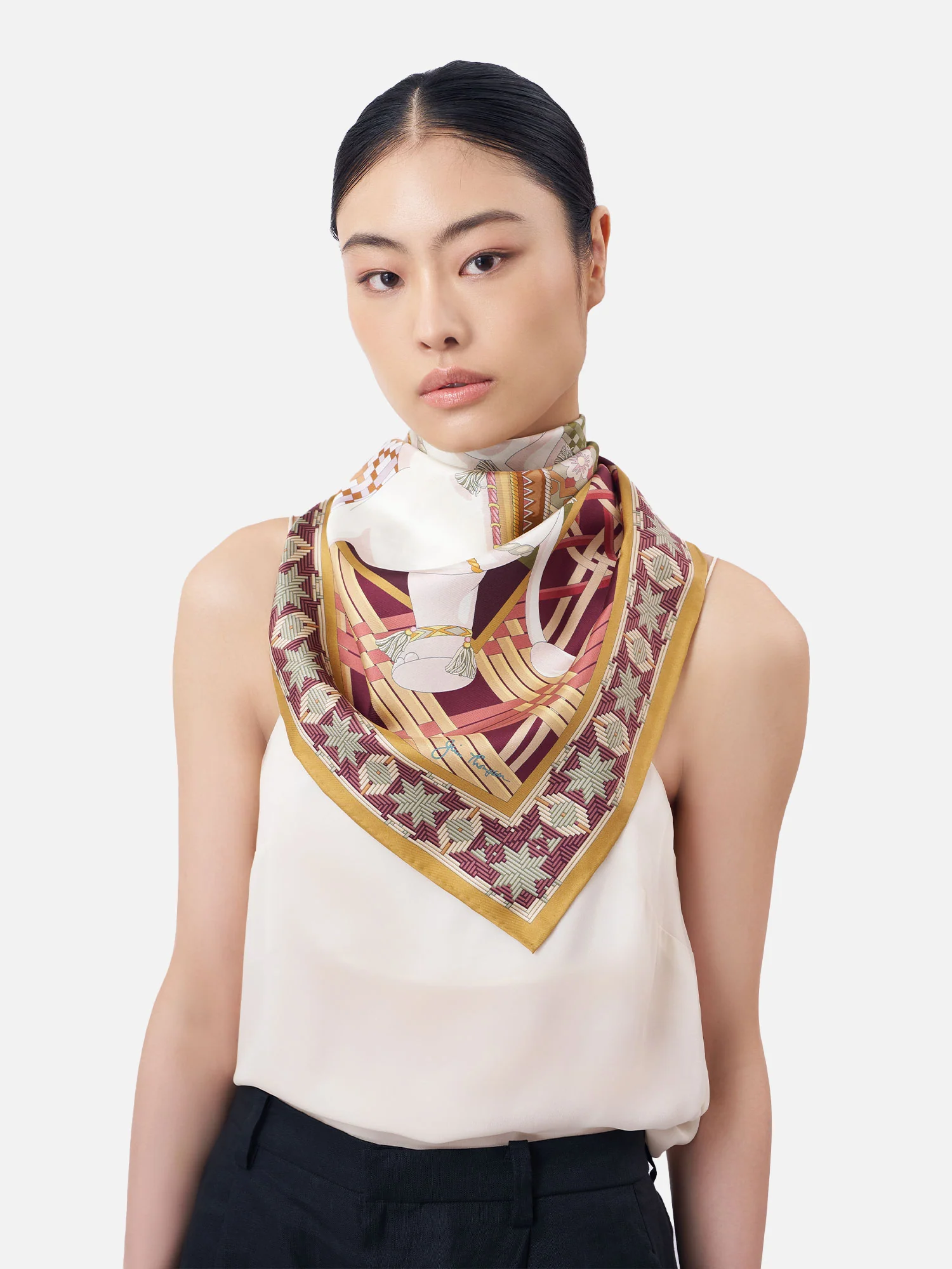 Basketry Weaving Silk Scarf - Image 3