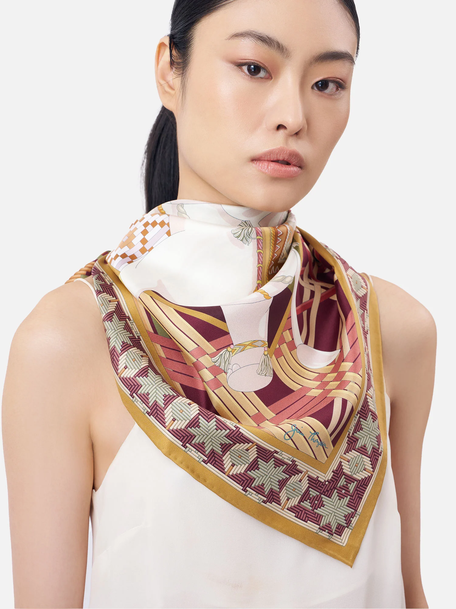 Basketry Weaving Silk Scarf - Image 4