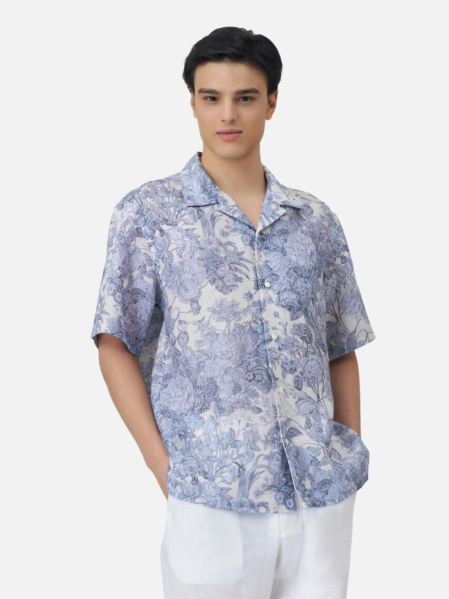 Blooming Linen Hawaiian Shirt - Image 3