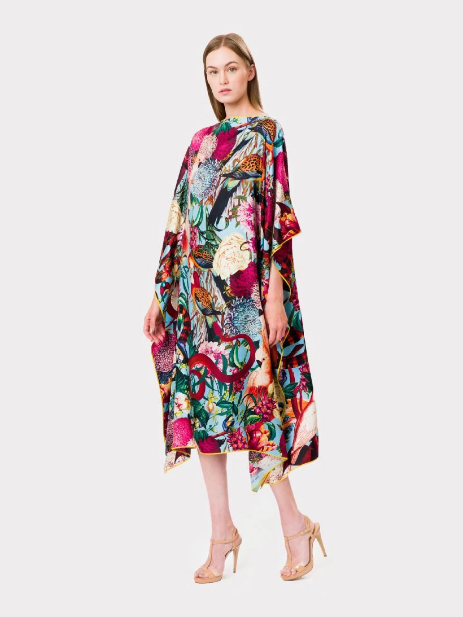 Cockatoo Silk Scarf Kaftan Dress - Image 3