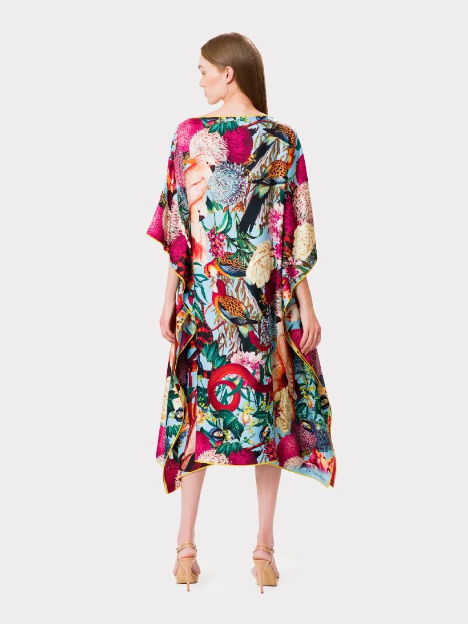 Cockatoo Silk Scarf Kaftan Dress - Image 4