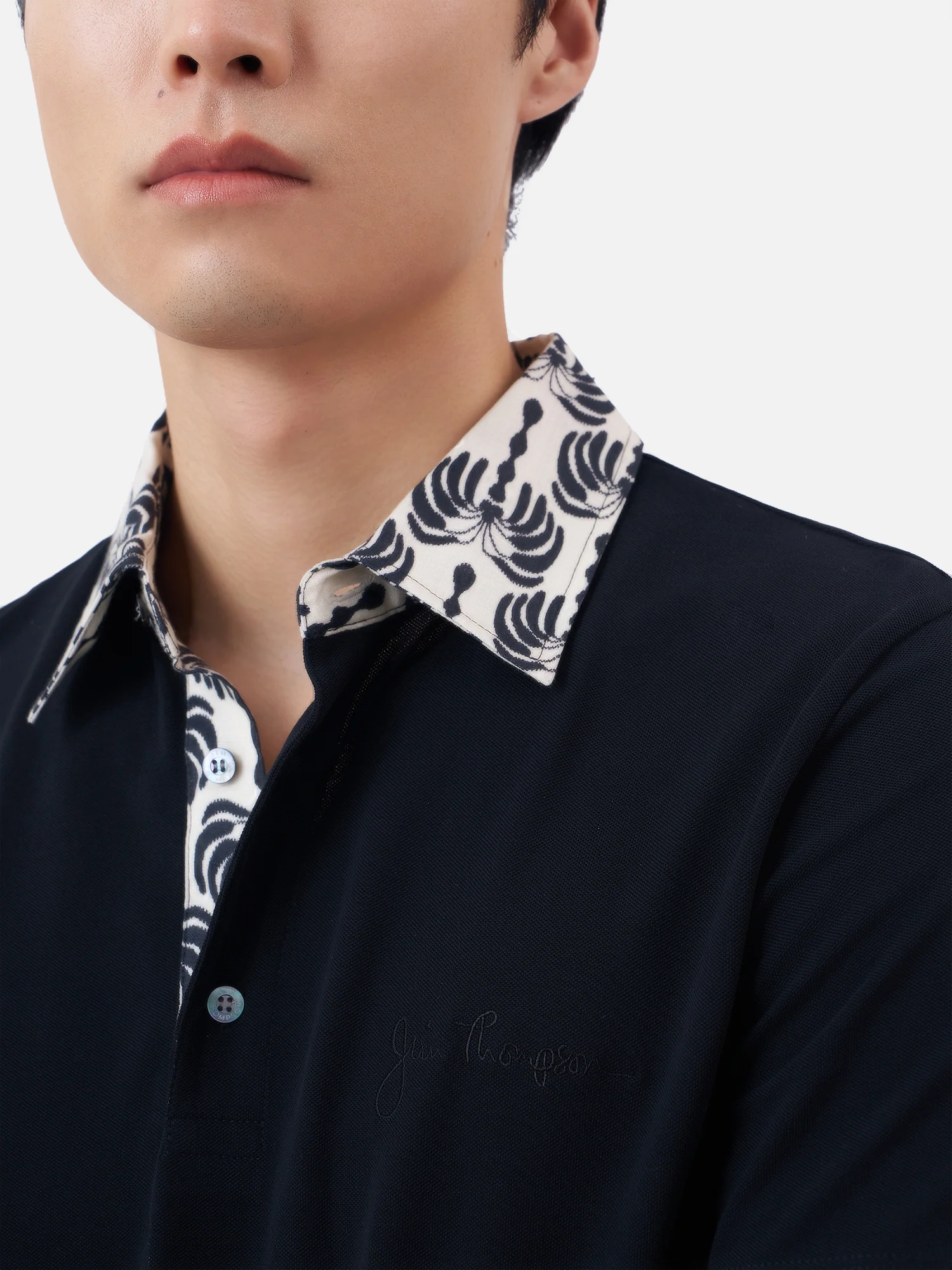 Coconut Ikat Polo Shirt with Linen Collar - Image 3