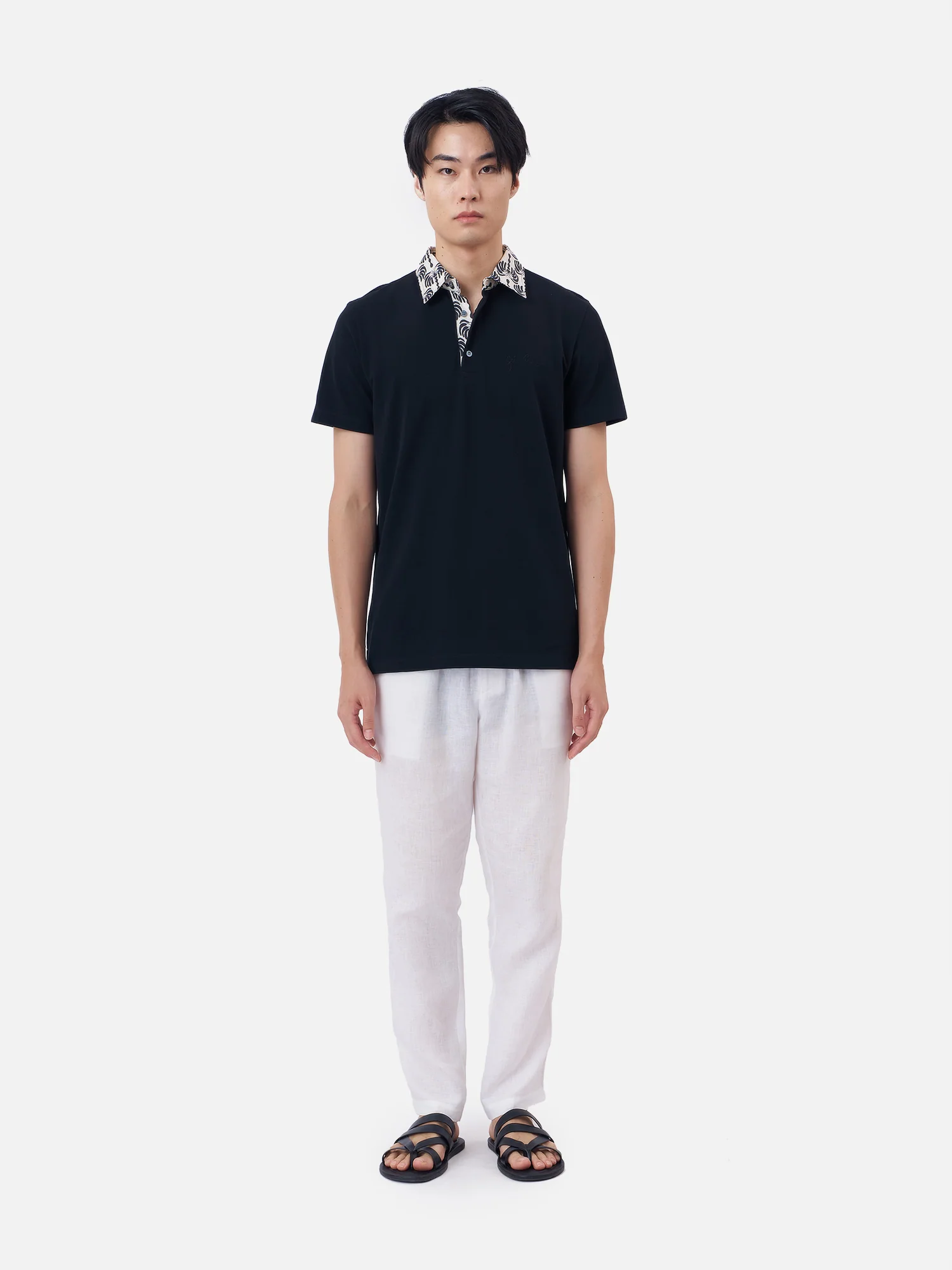 Coconut Ikat Polo Shirt with Linen Collar - Image 4