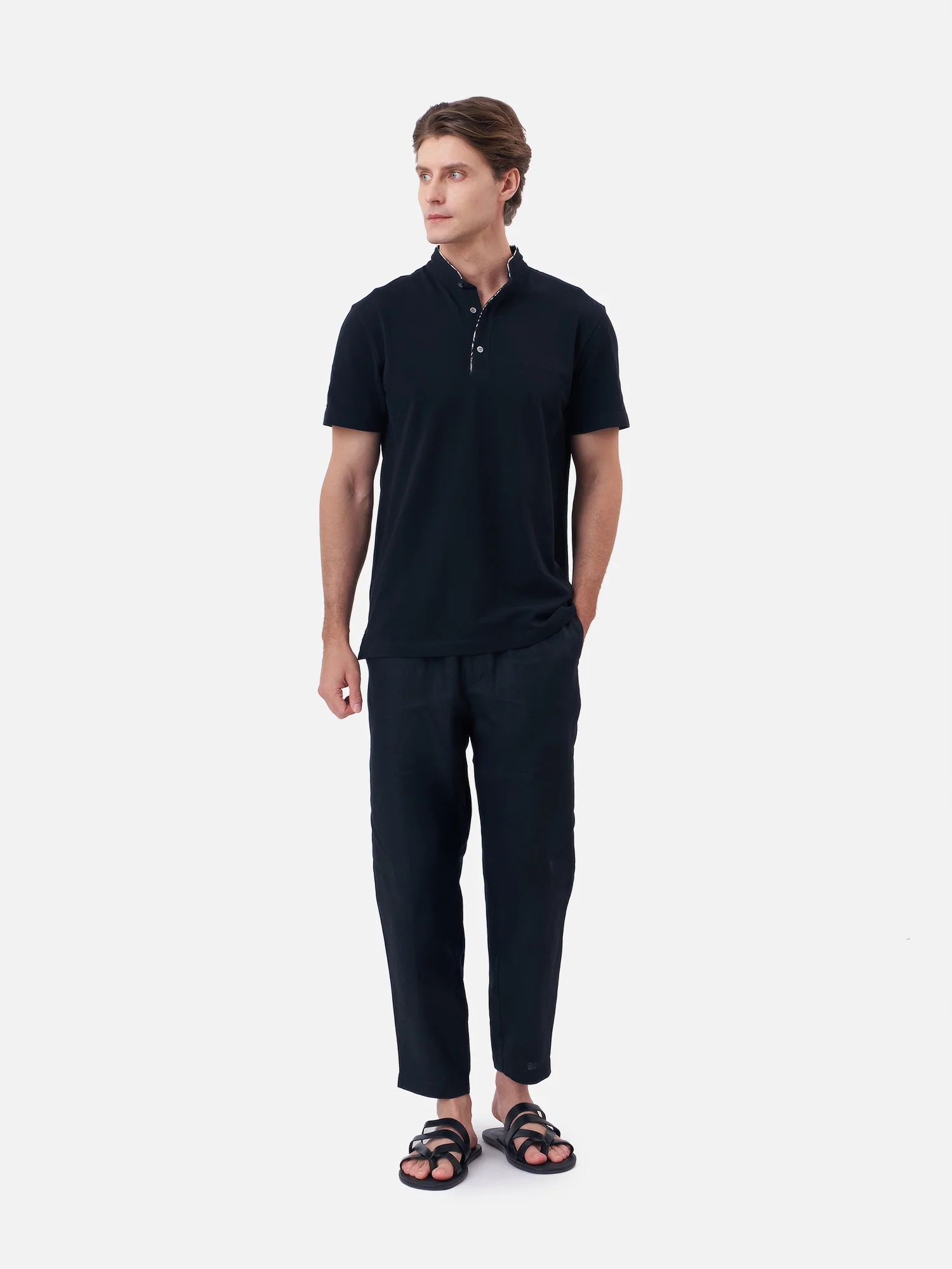 Coconut Ikat Polo Shirt with Mandarin Collar - Image 4