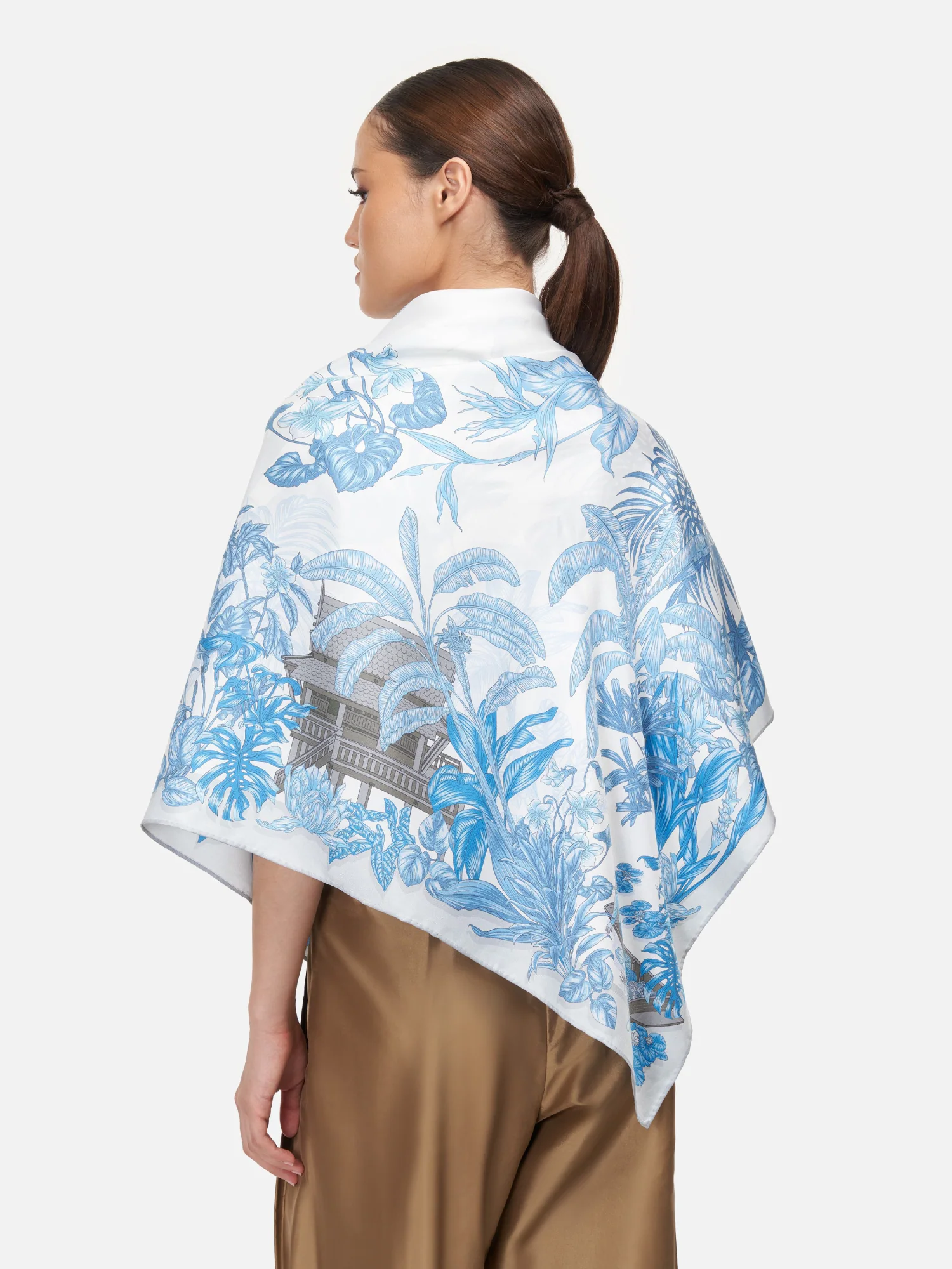 Damnoensaduak Floating Market Silk Twill Scarf - Image 2