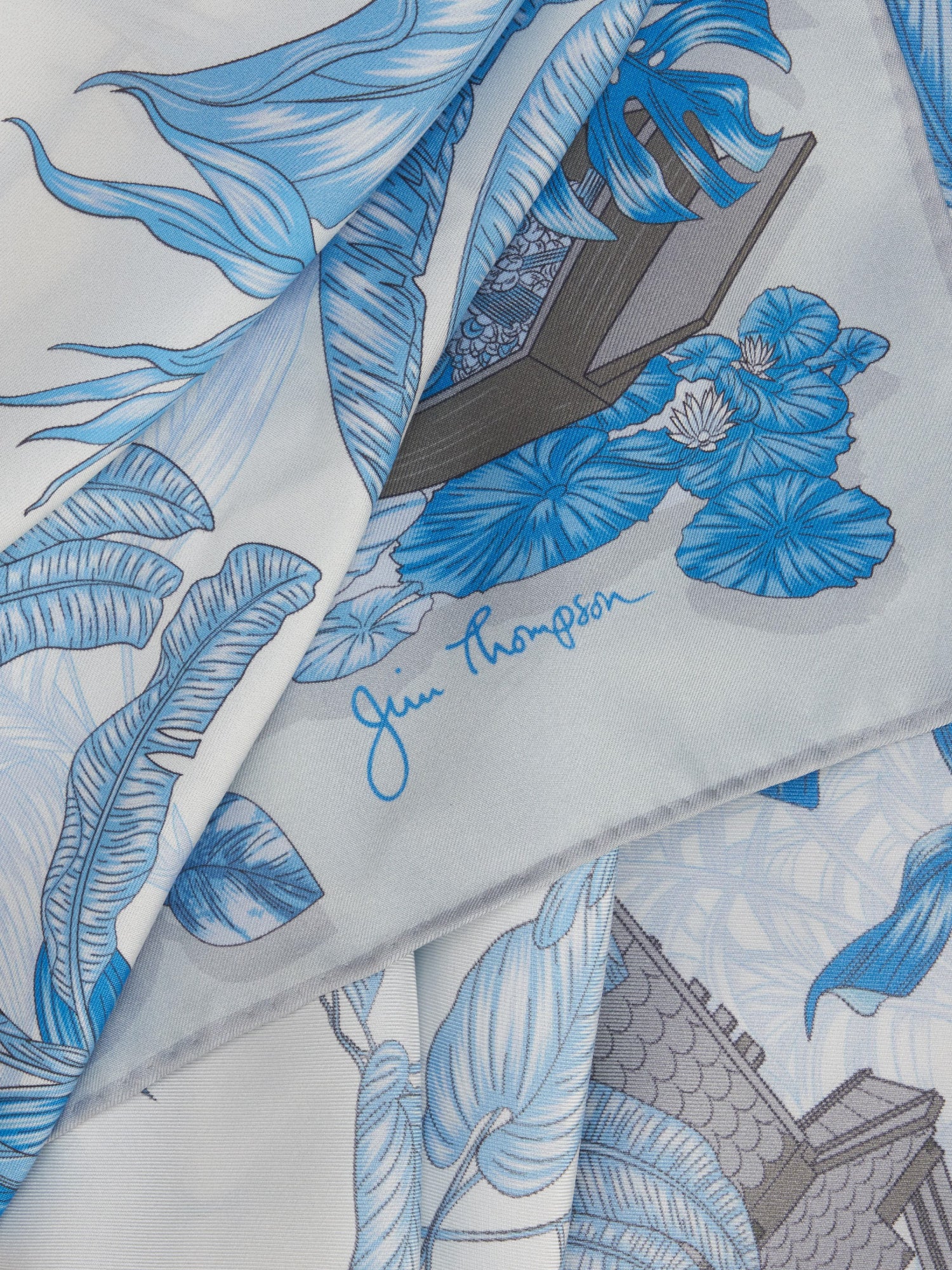 Damnoensaduak Floating Market Silk Twill Scarf - Image 3