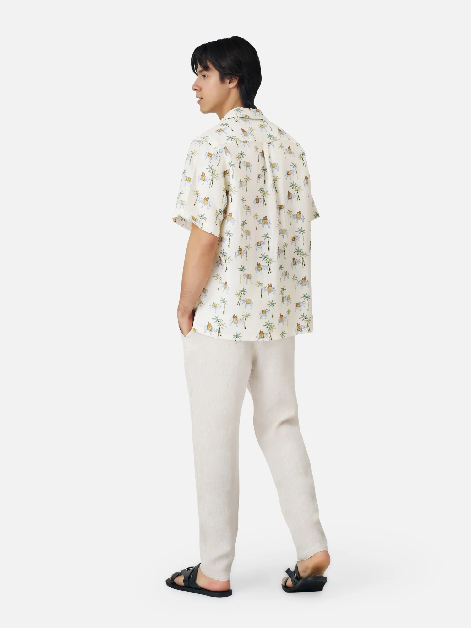 Elephant and Palm Linen Hawaiian Shirt - Image 5