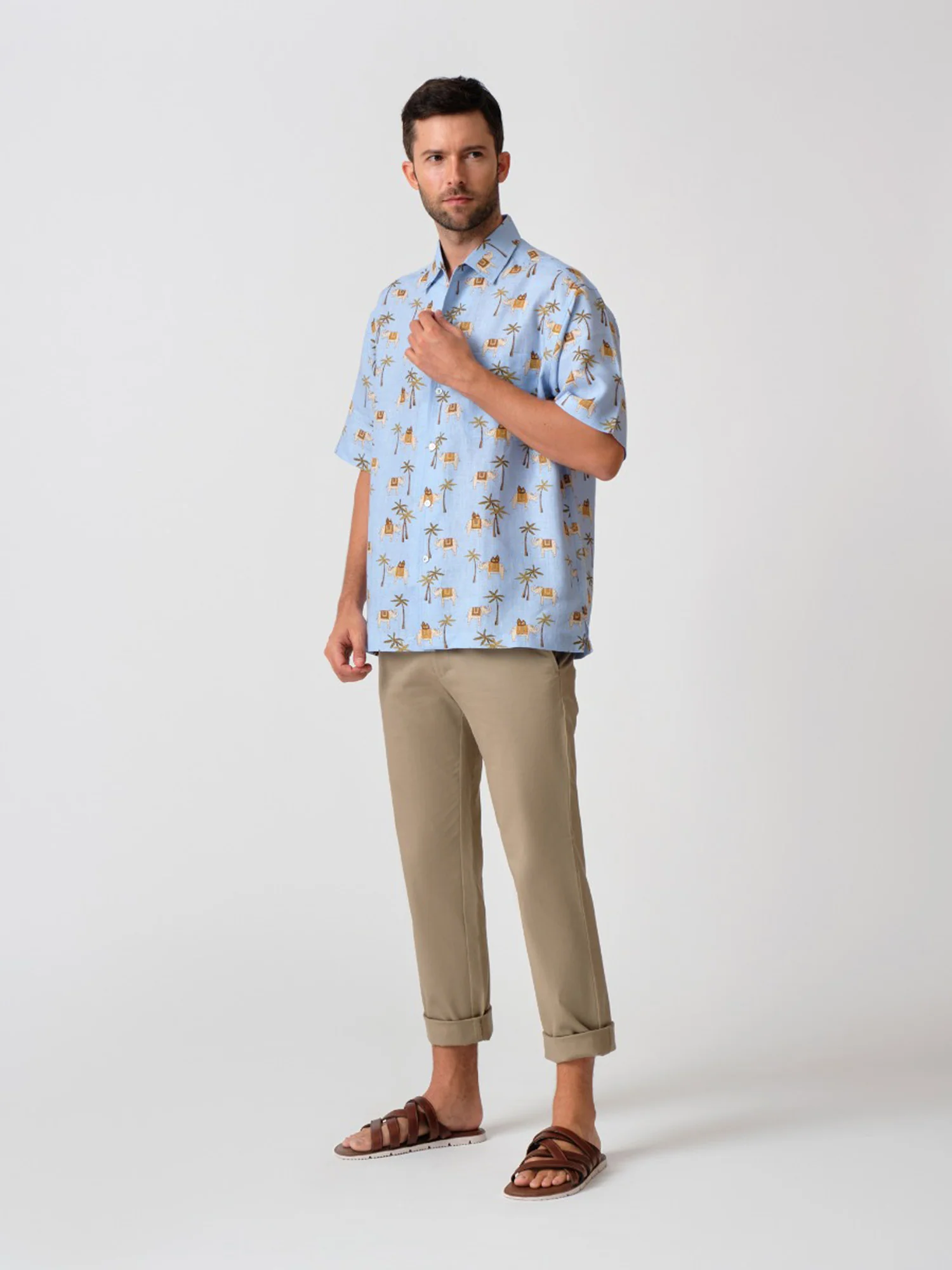 Elephant and Palm Linen Hawaiian Shirt - Image 4