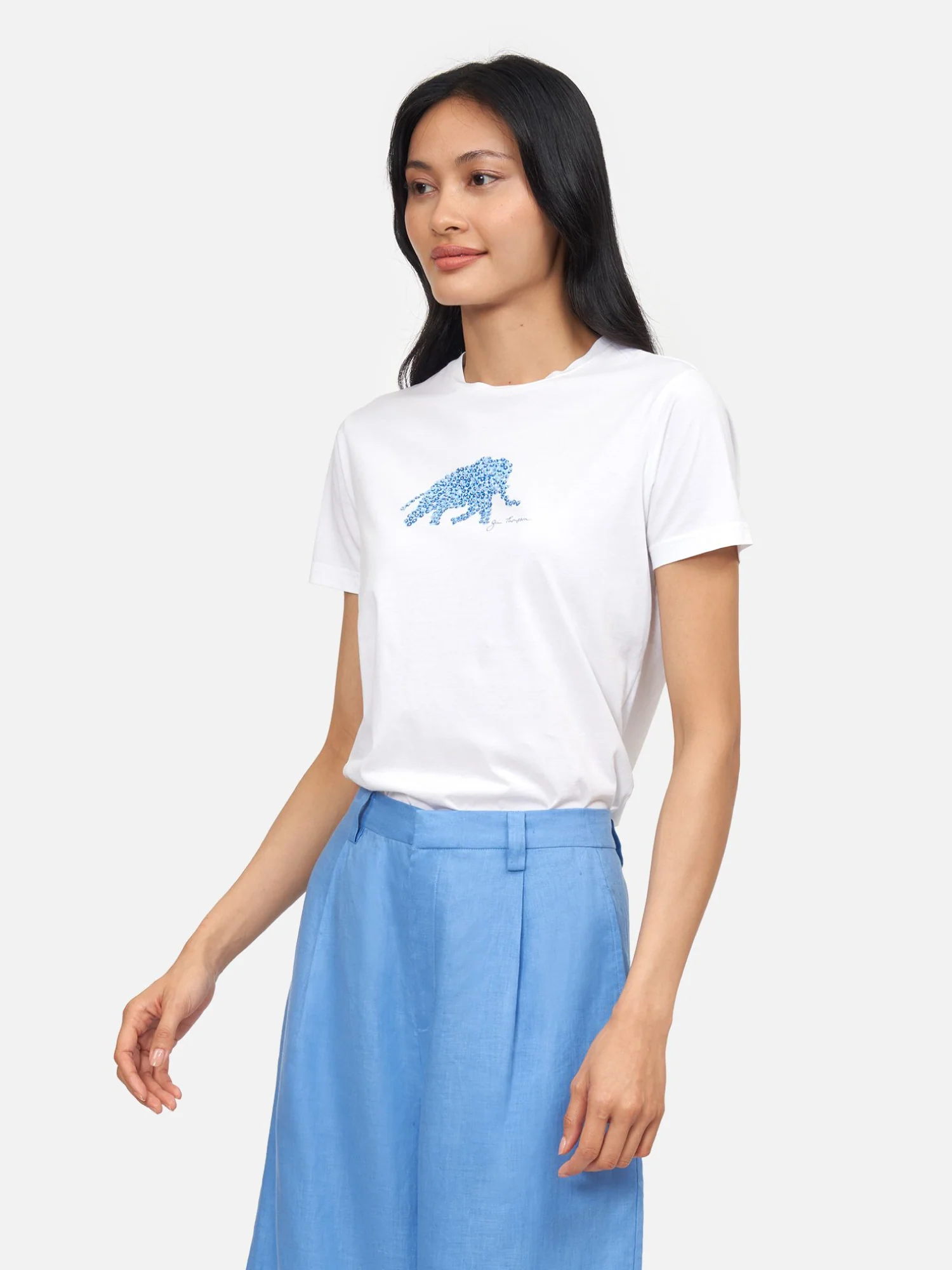 Elephant Crystal  Blue Pima Cotton T-Shirt - Image 3