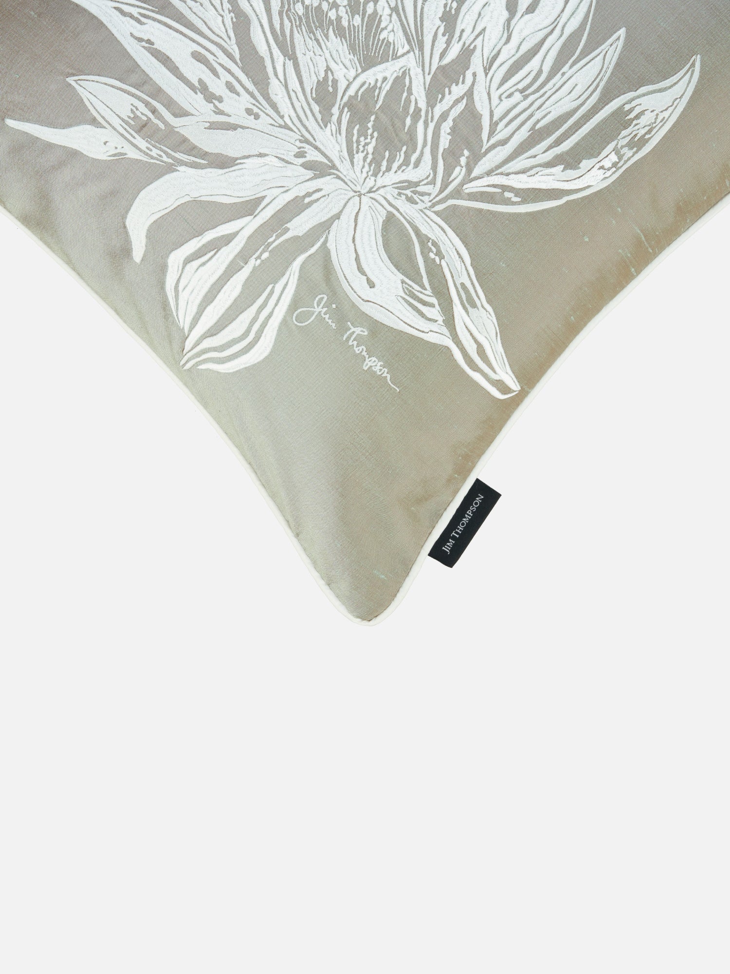 Embroidered Lotus Silk Cushion Cover 18" - Image 4