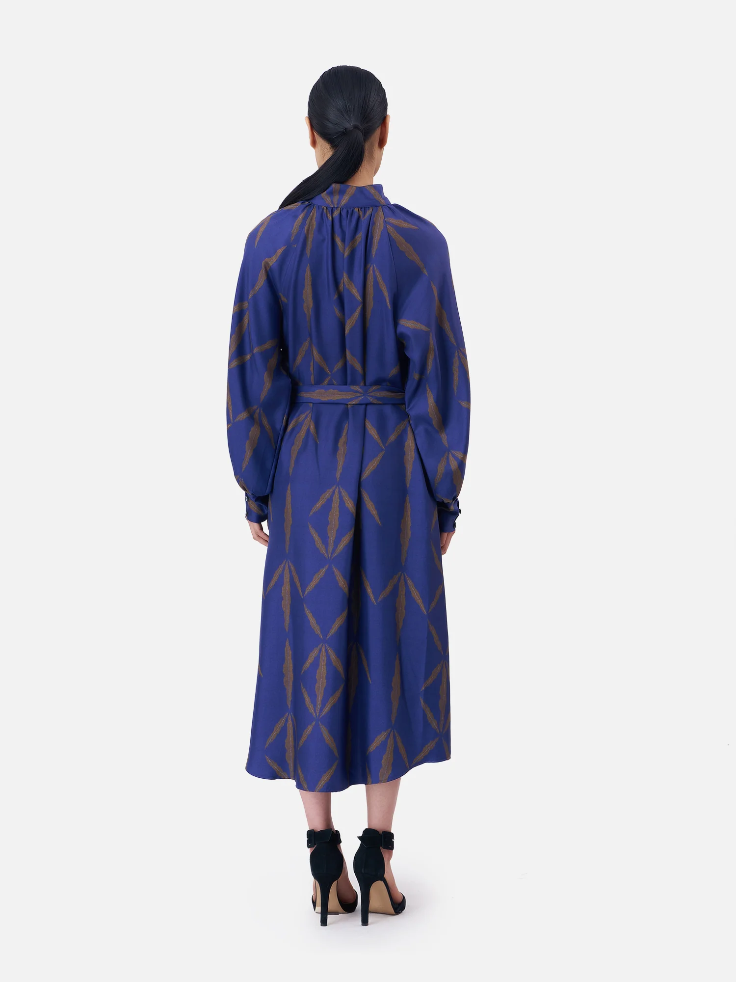 High Collar Silk Maxi Dress - Image 5