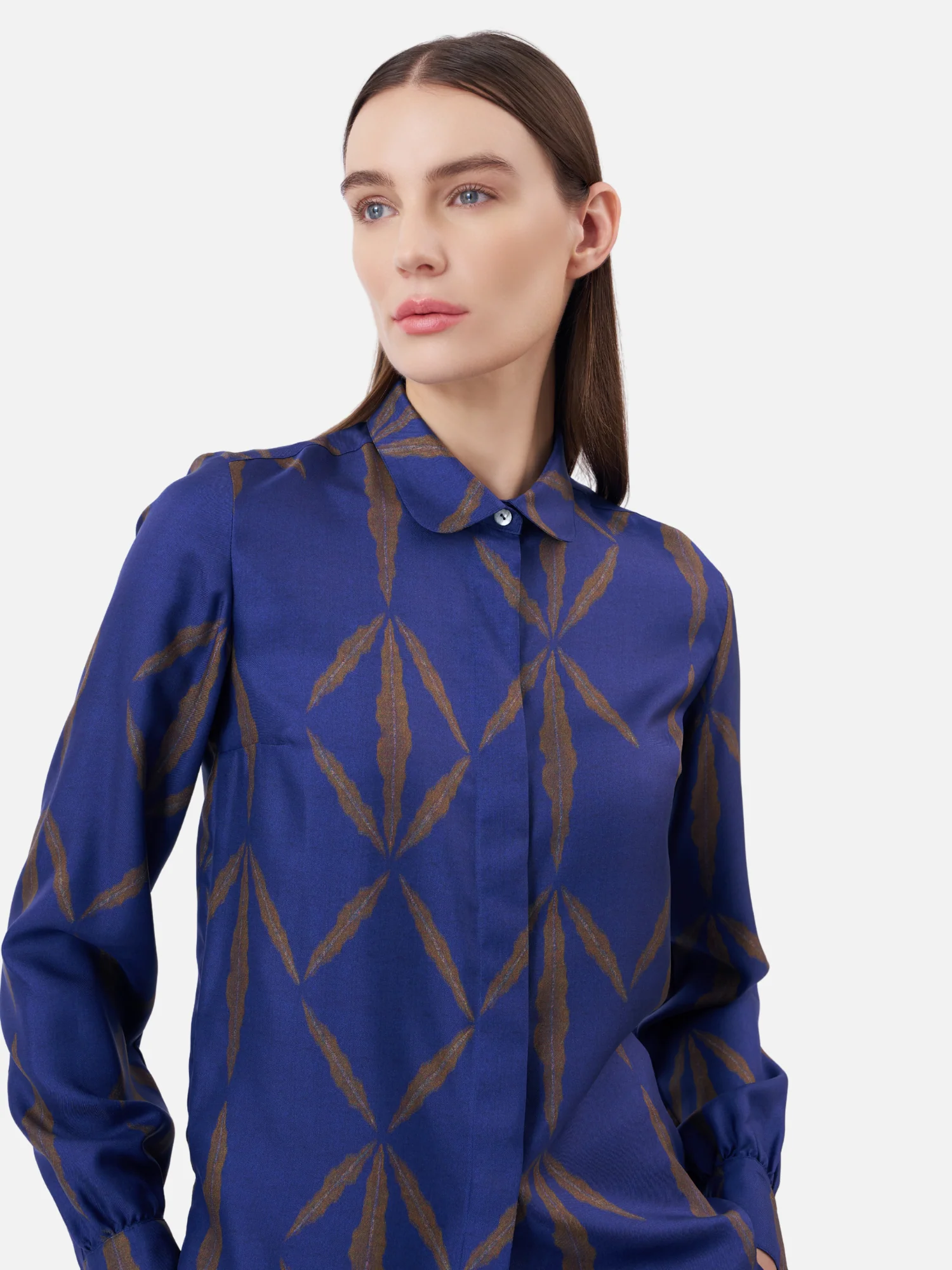 Slim Button Down Silk Shirt - Image 3