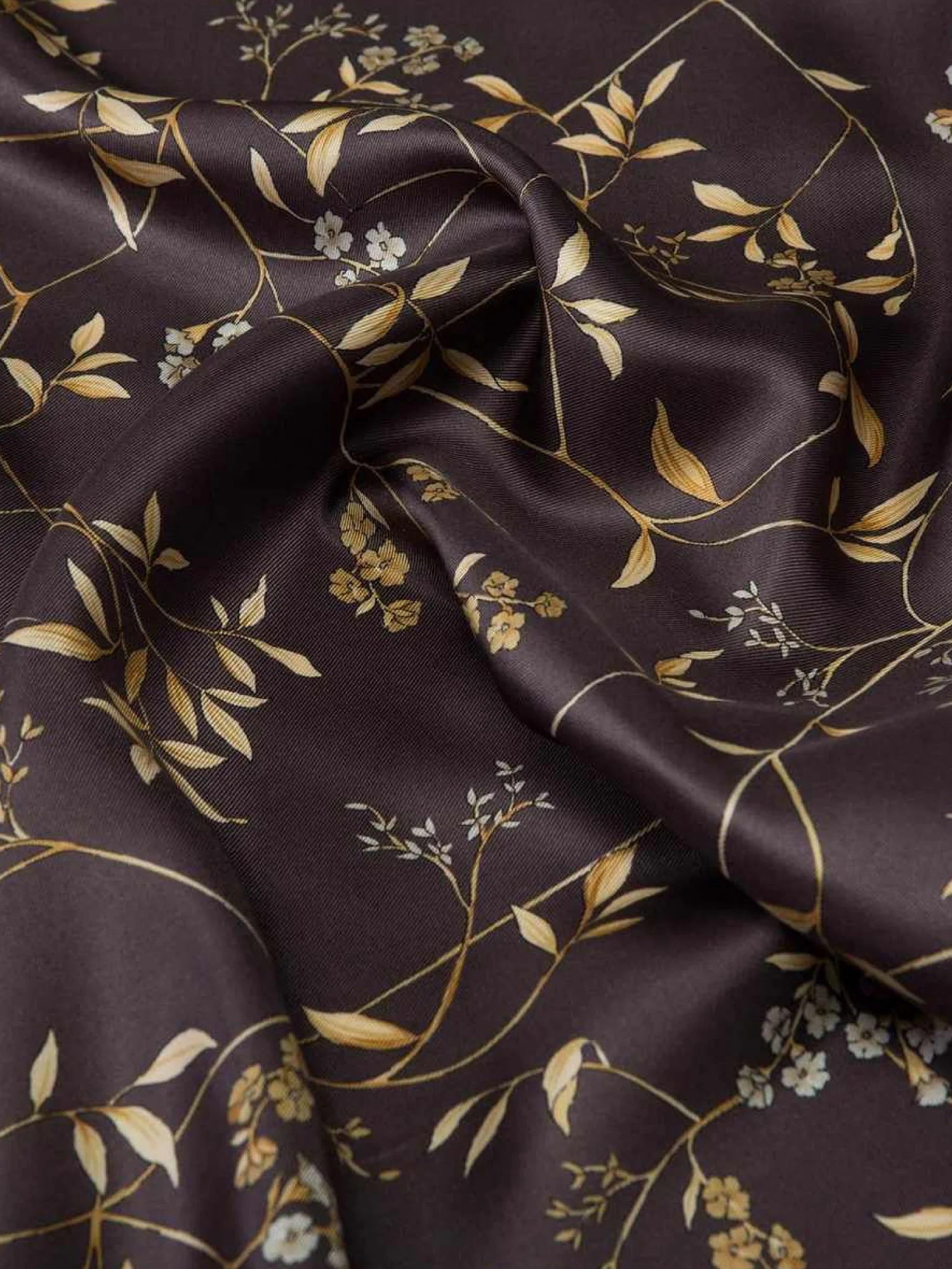Floral With Elephant Border Silk Twill Printed Scarf - Image 3