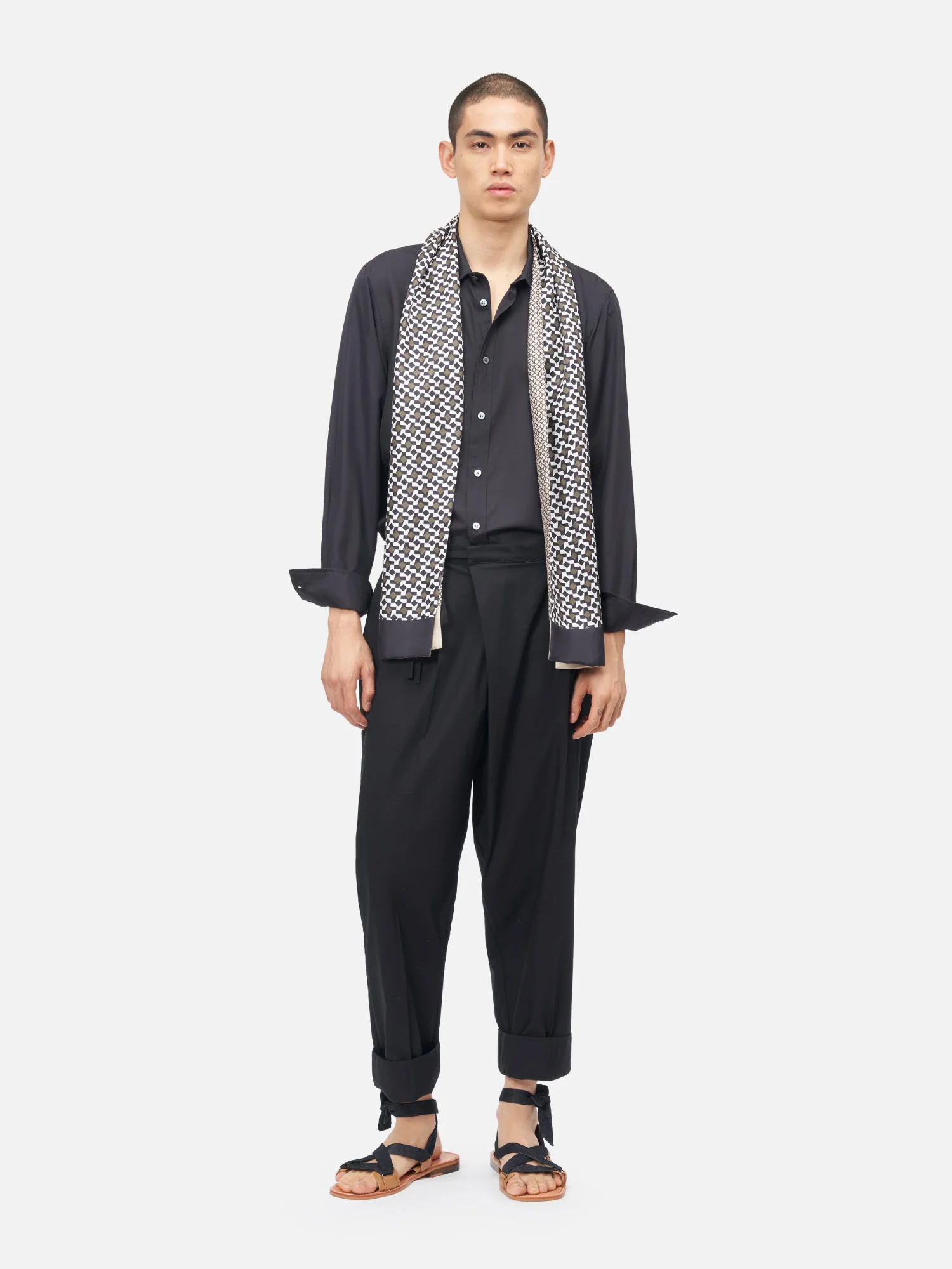 Geometric Silk Twill Men’s Scarf - Image 3