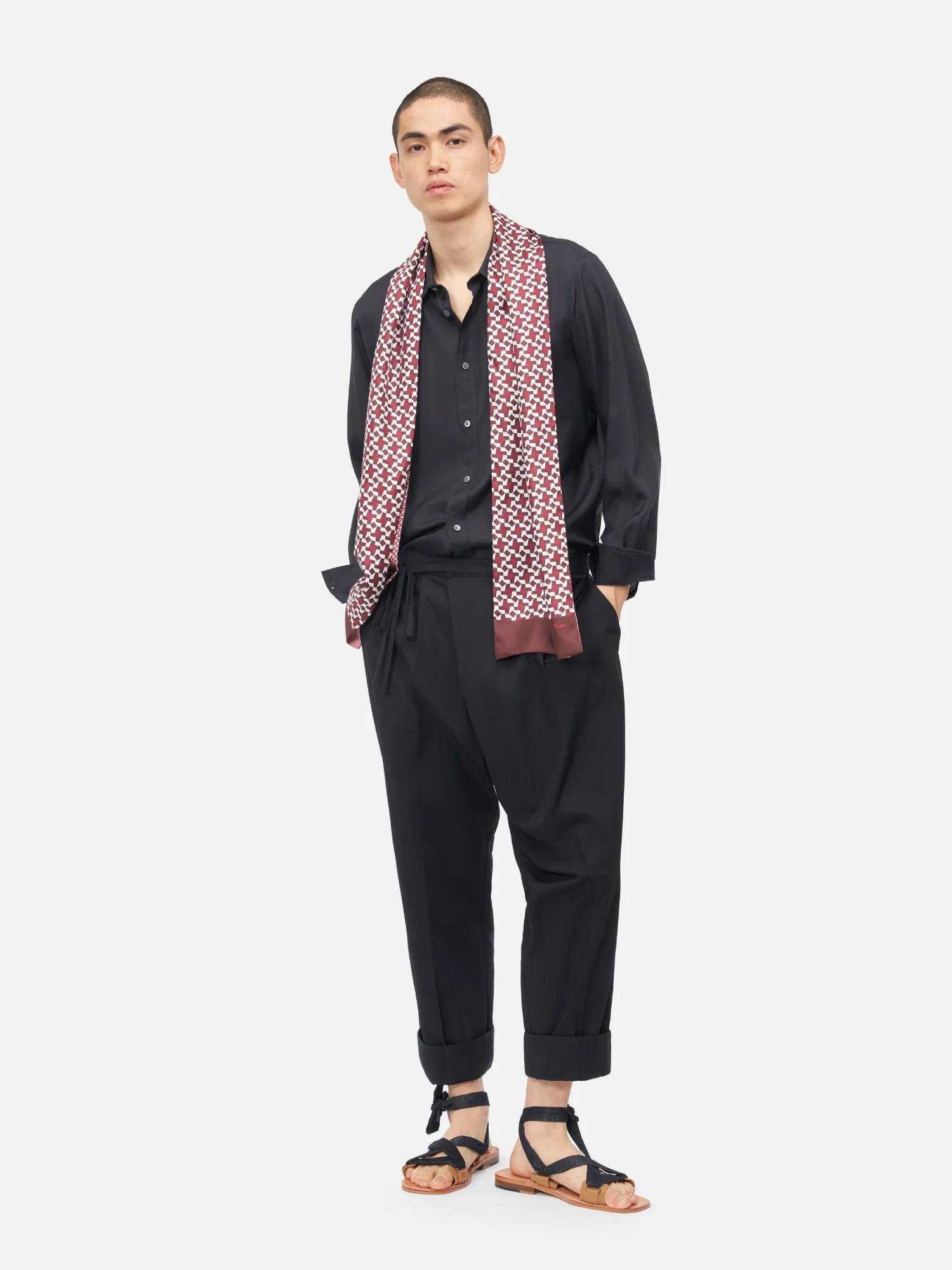 Geometric Silk Twill Men’s Scarf - Image 3