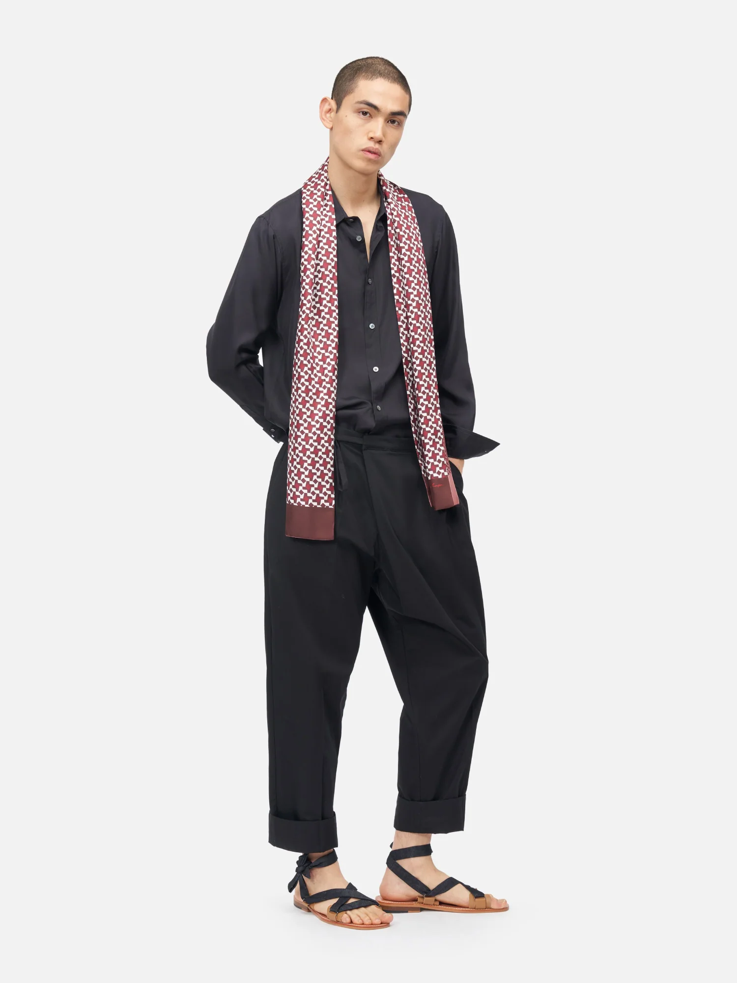 Geometric Silk Twill Men’s Scarf - Image 4