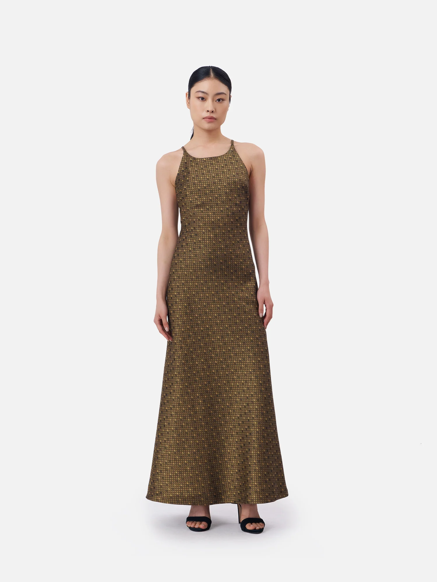 Golden Mountain Spaghetti Halter Maxi Dress - Image 4