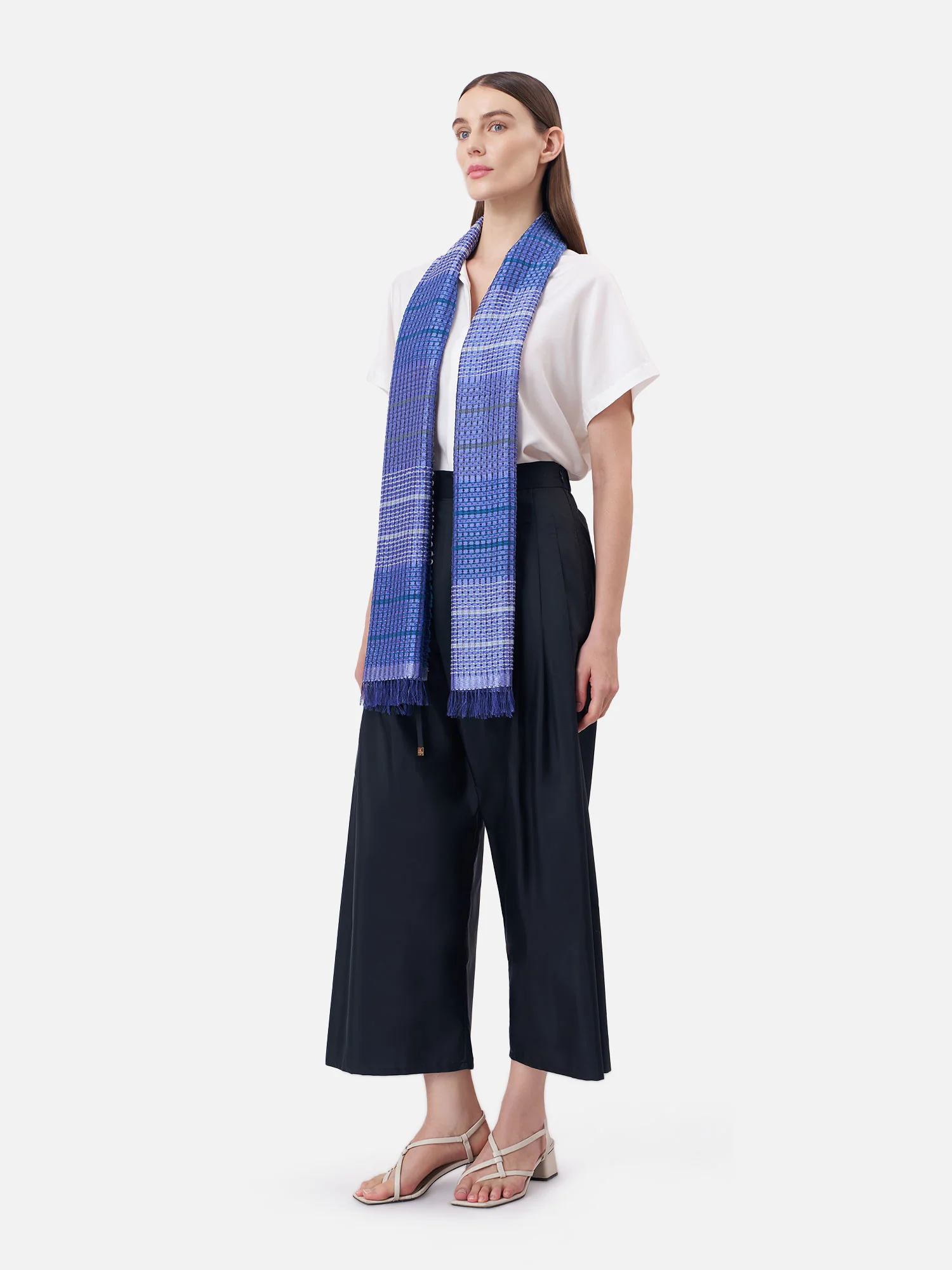 Honeycomb Silk Cotton Handwoven Scarf - Image 2