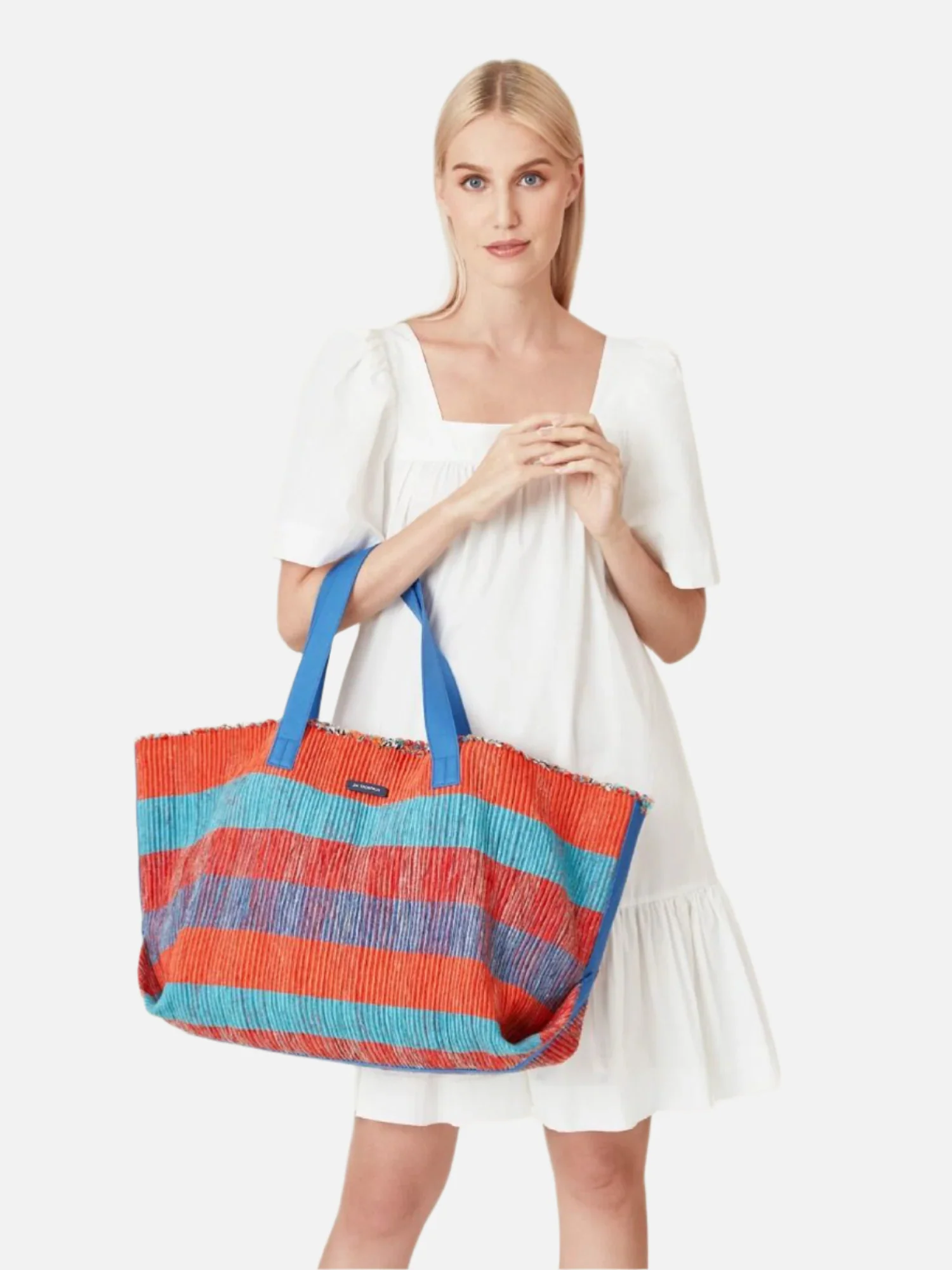 Ikat Stripe Handwoven Capri Large Beach Bag - Image 4