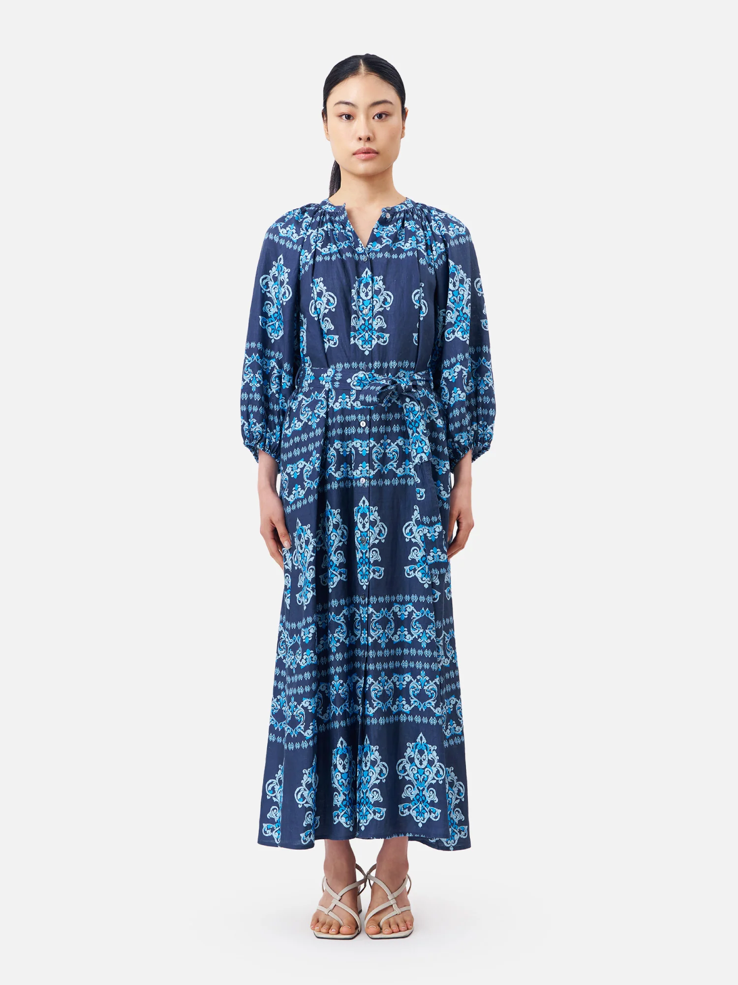 Indian Ancient Gathered Neck Maxi Dress - Image 3