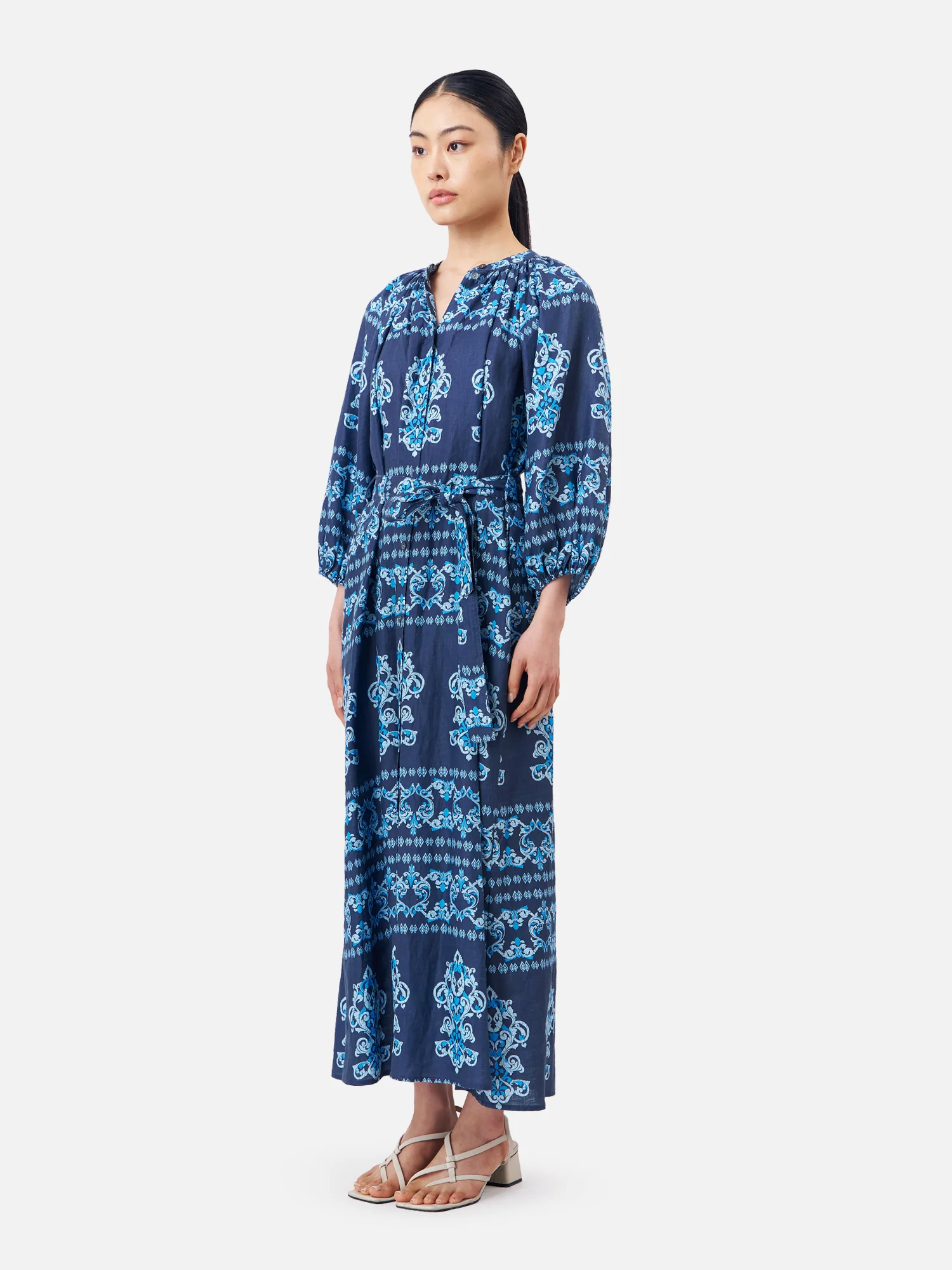 Indian Ancient Gathered Neck Maxi Dress - Image 4