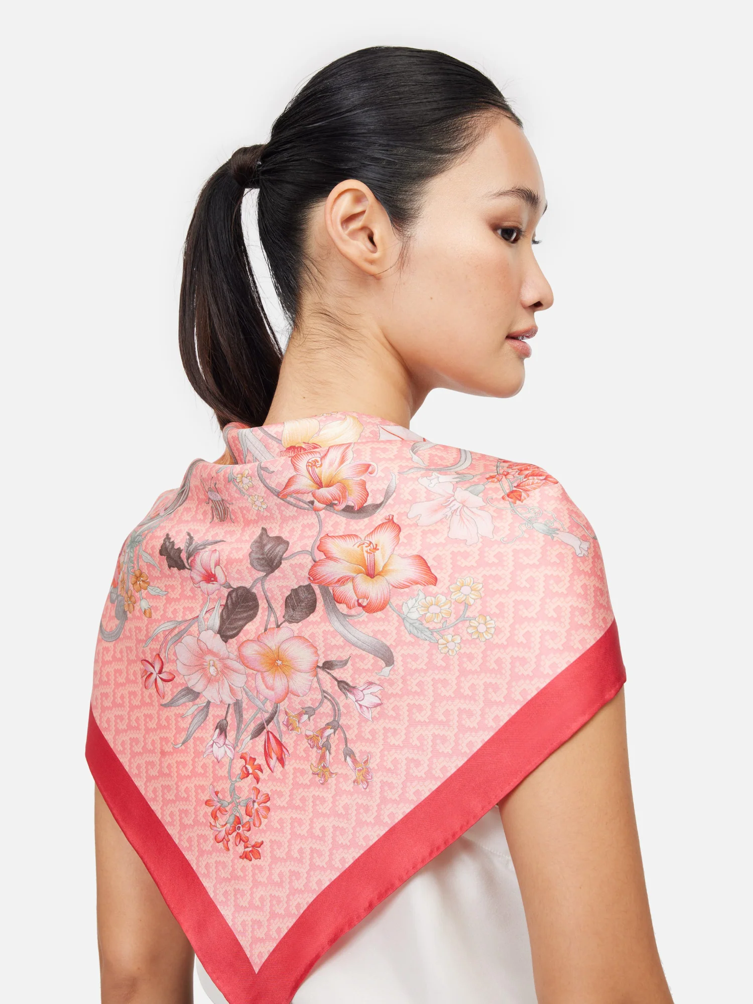JT Floral Silk Twill Scarf - Image 2