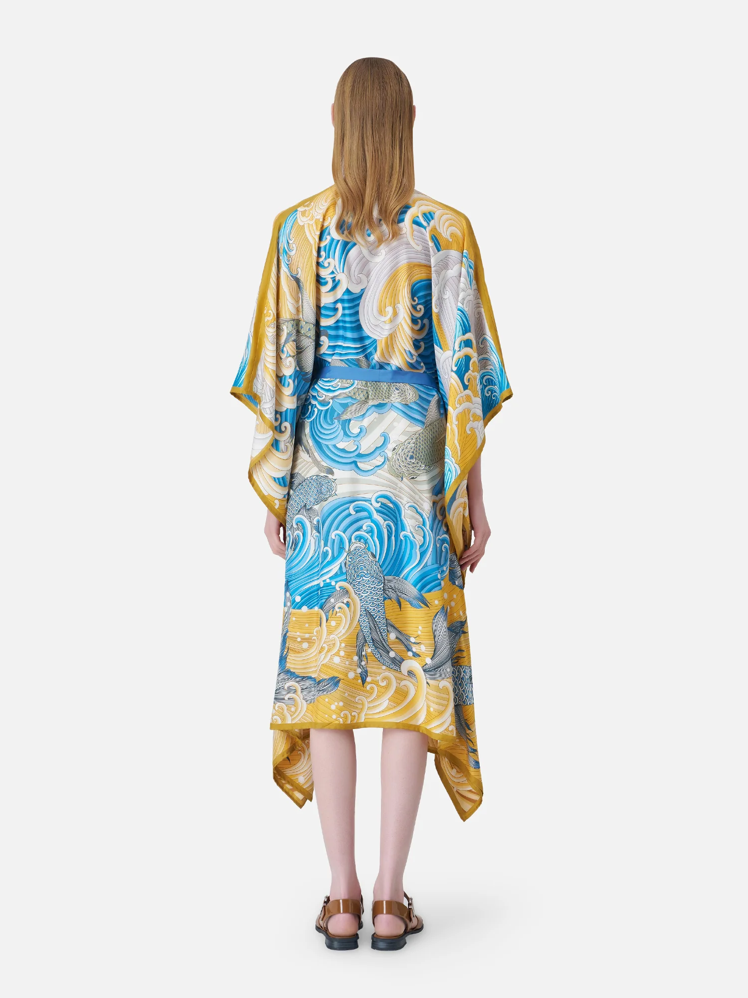 Koi Fish Silk Wrap Kaftan - Image 3