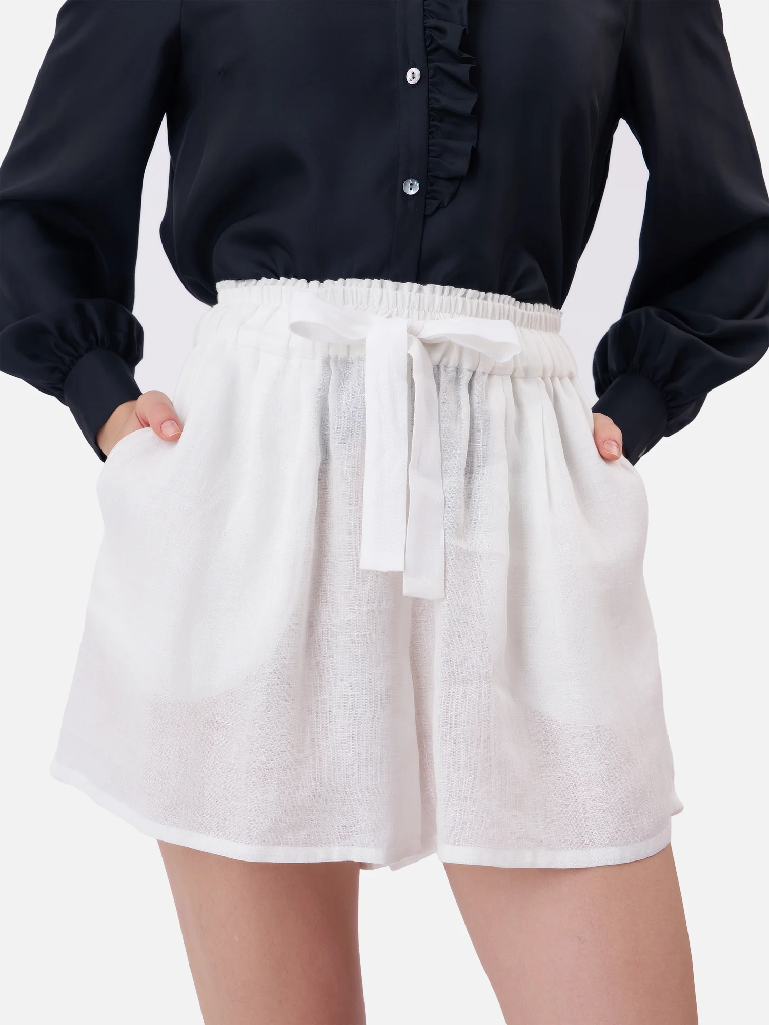 Linen Chunky Bow Shorts - Image 3