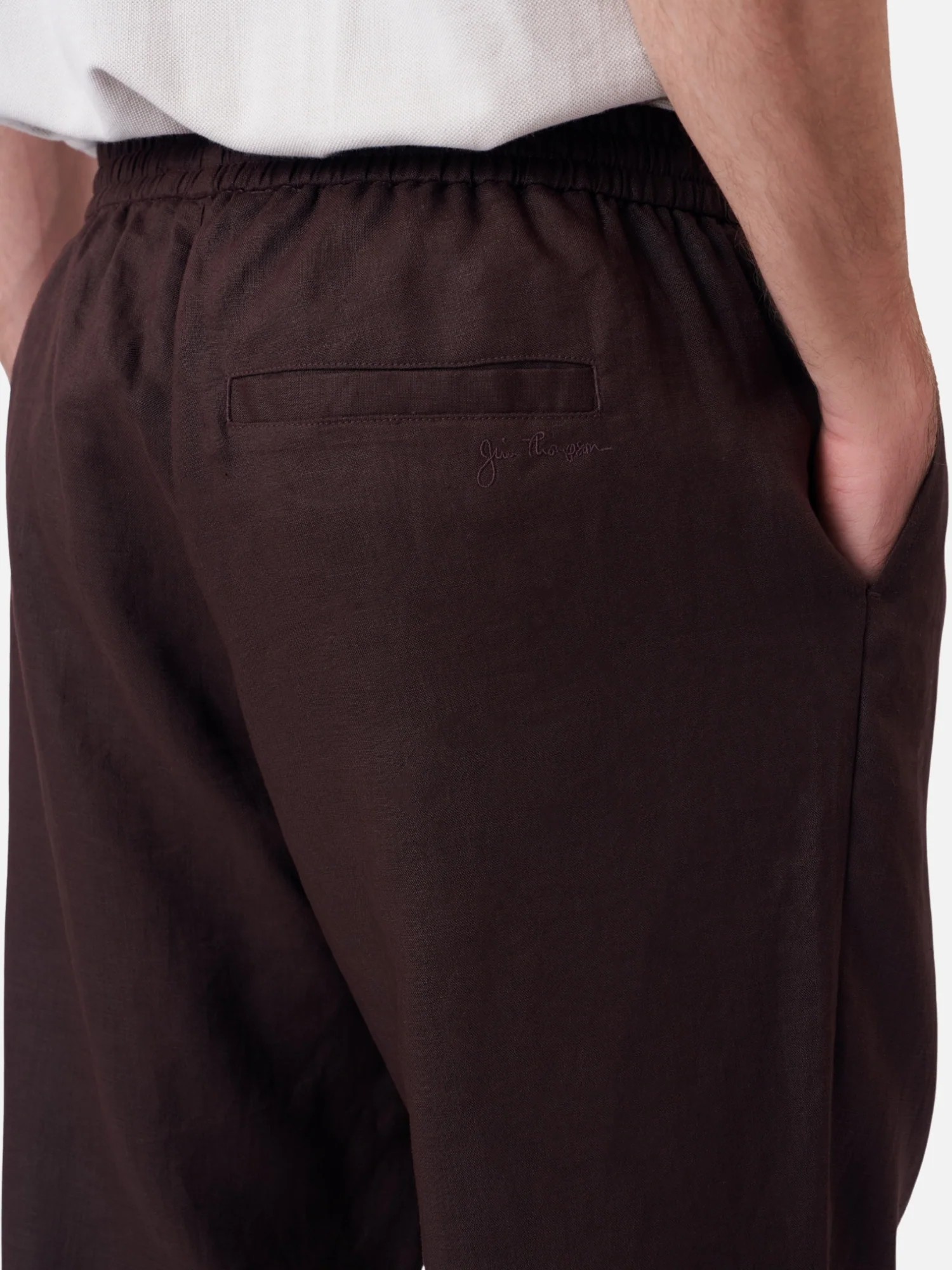 Linen Elastic Waist Trouser - Image 4