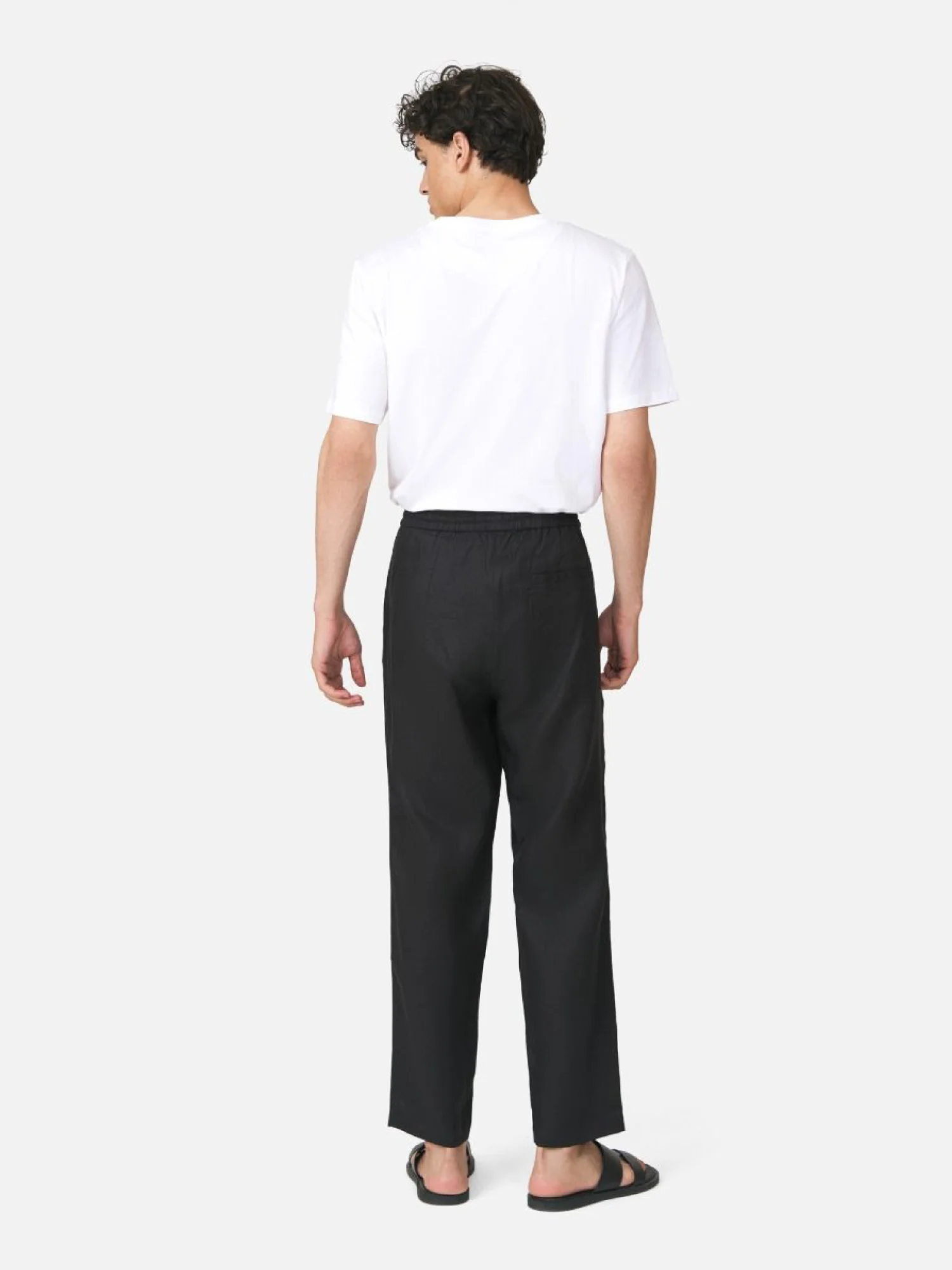 Linen Elastic Waist Trousers - Image 3