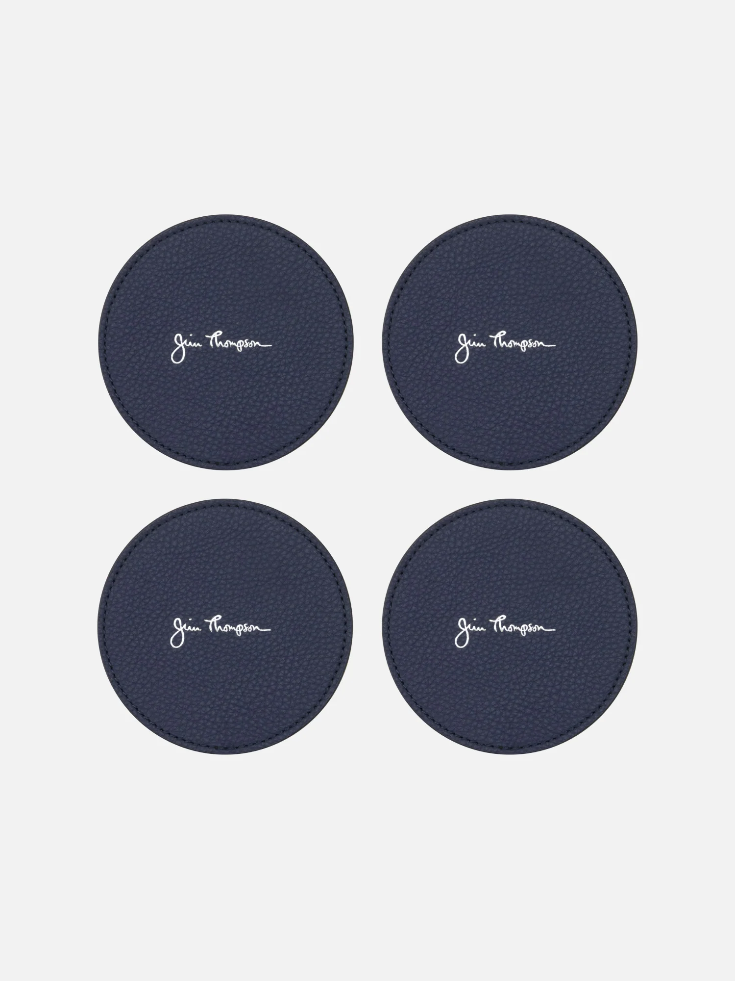 Logo Signature Black Leather Coaster Set - Image 5