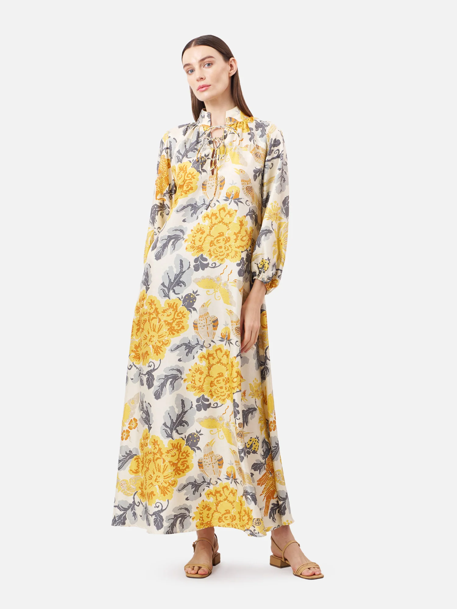 Malee Lace Up Mandarin Collar Maxi Dress - Image 4