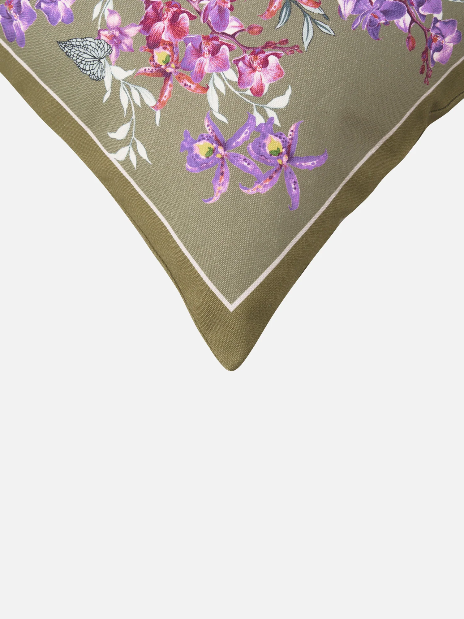 Orchids Bunch Cotton Canvas Cushion Cover - Image 2