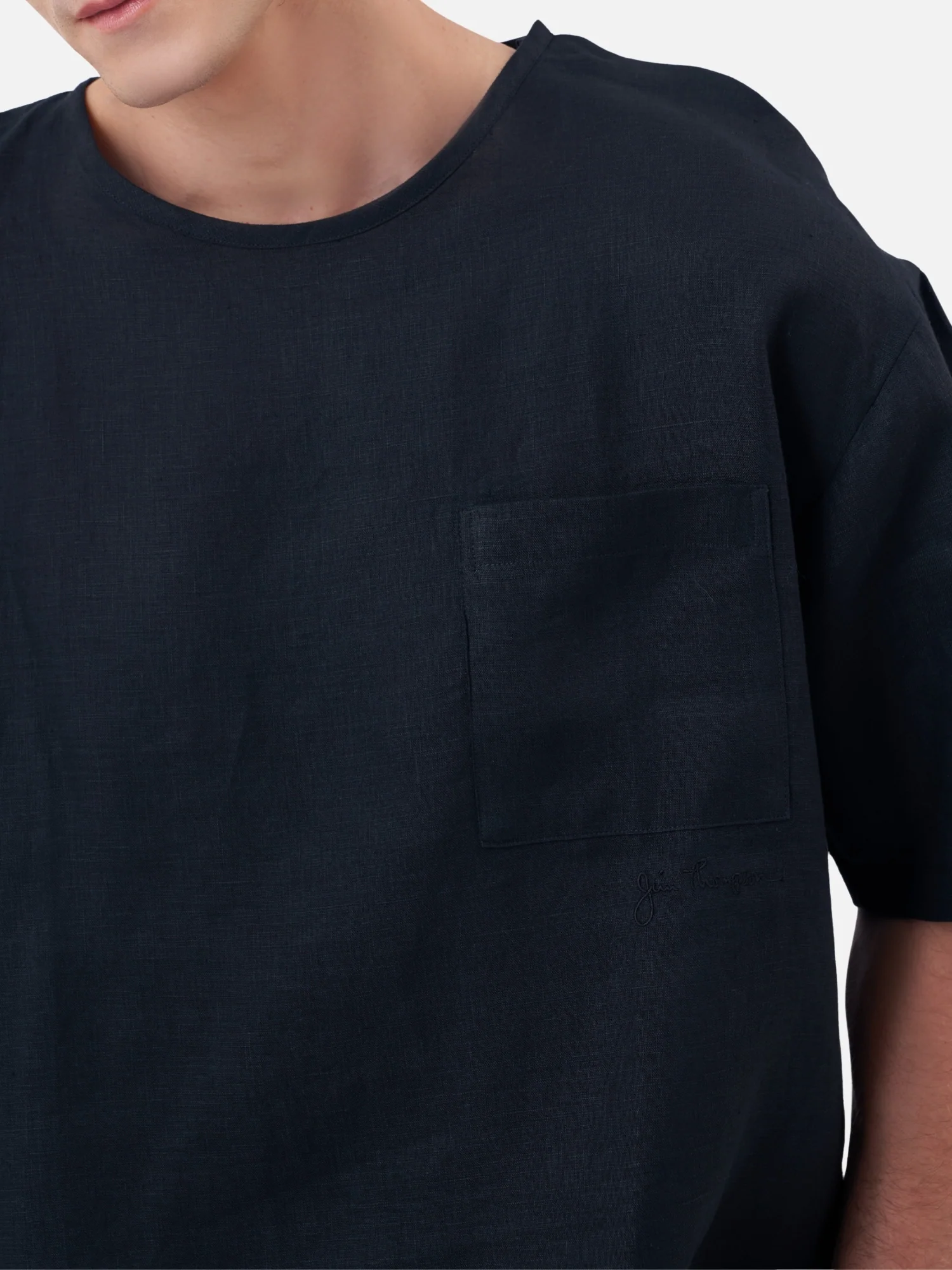 Oversized Linen Shirt with Open Shoulder - Image 3