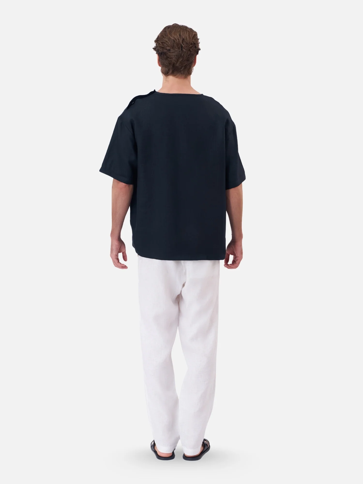 Oversized Linen Shirt with Open Shoulder - Image 5