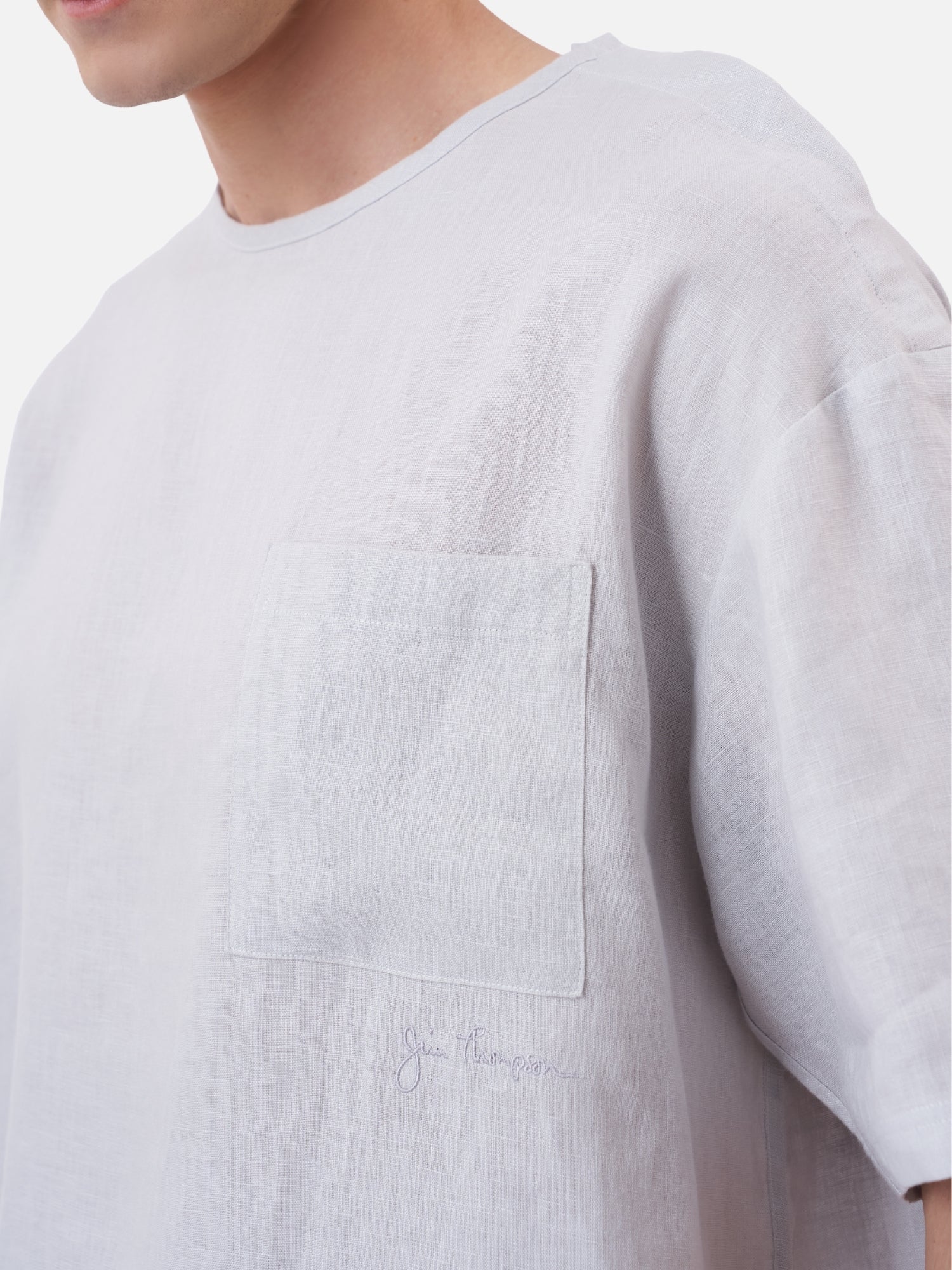 Oversized Linen Shirt with Open Shoulder - Image 3