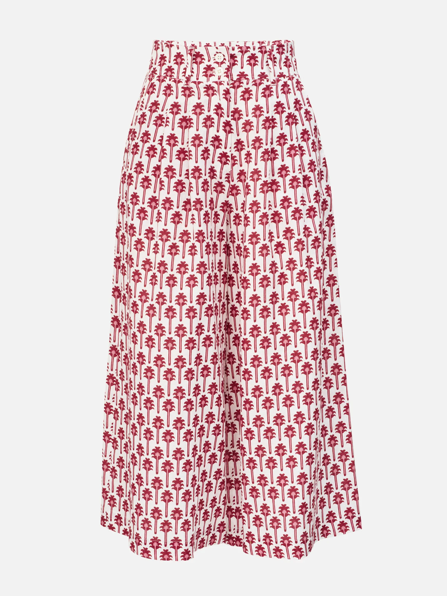 Double Pleat Linen Coulotte Pants - Image 2