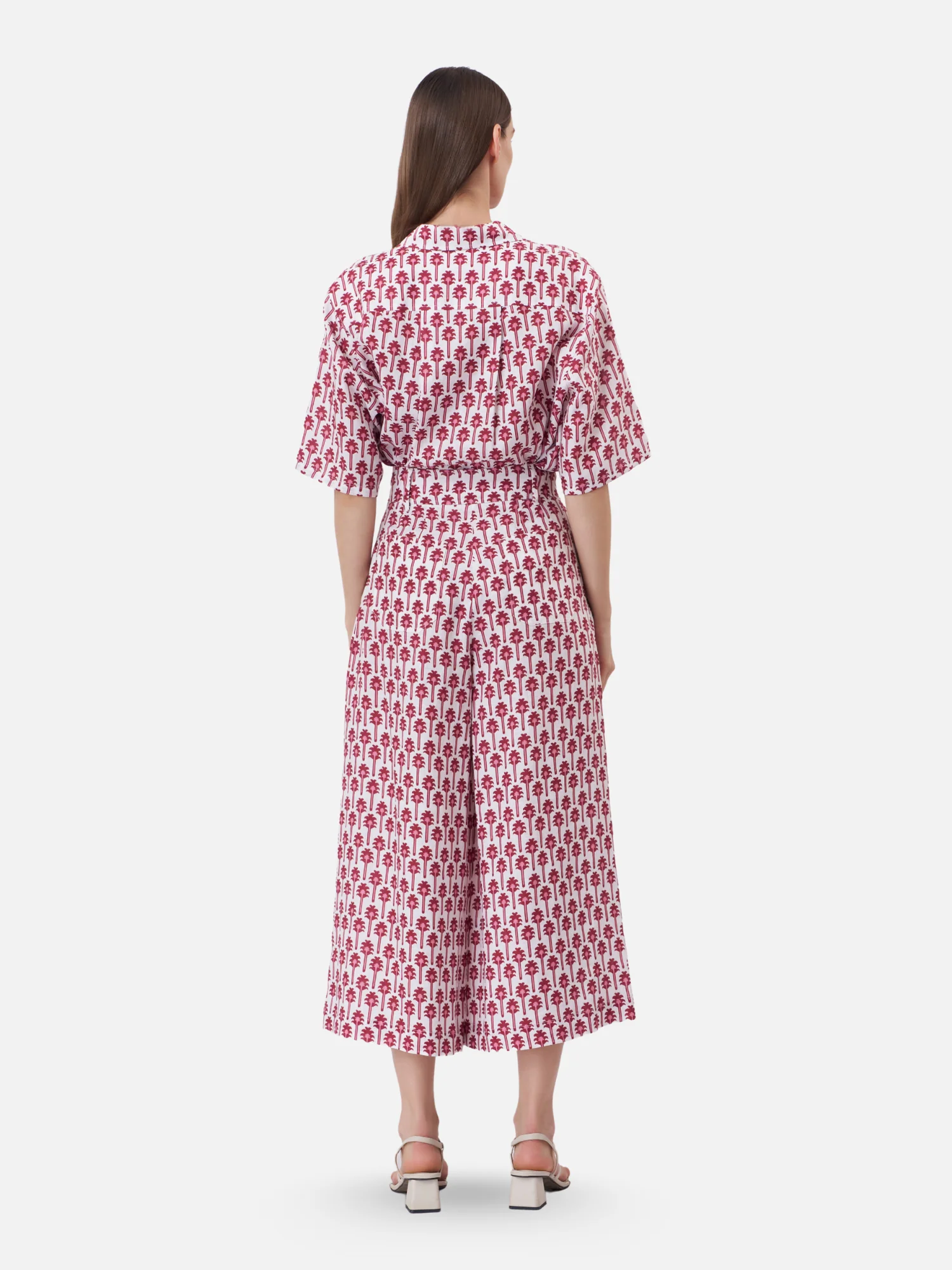 Double Pleat Linen Coulotte Pants - Image 5