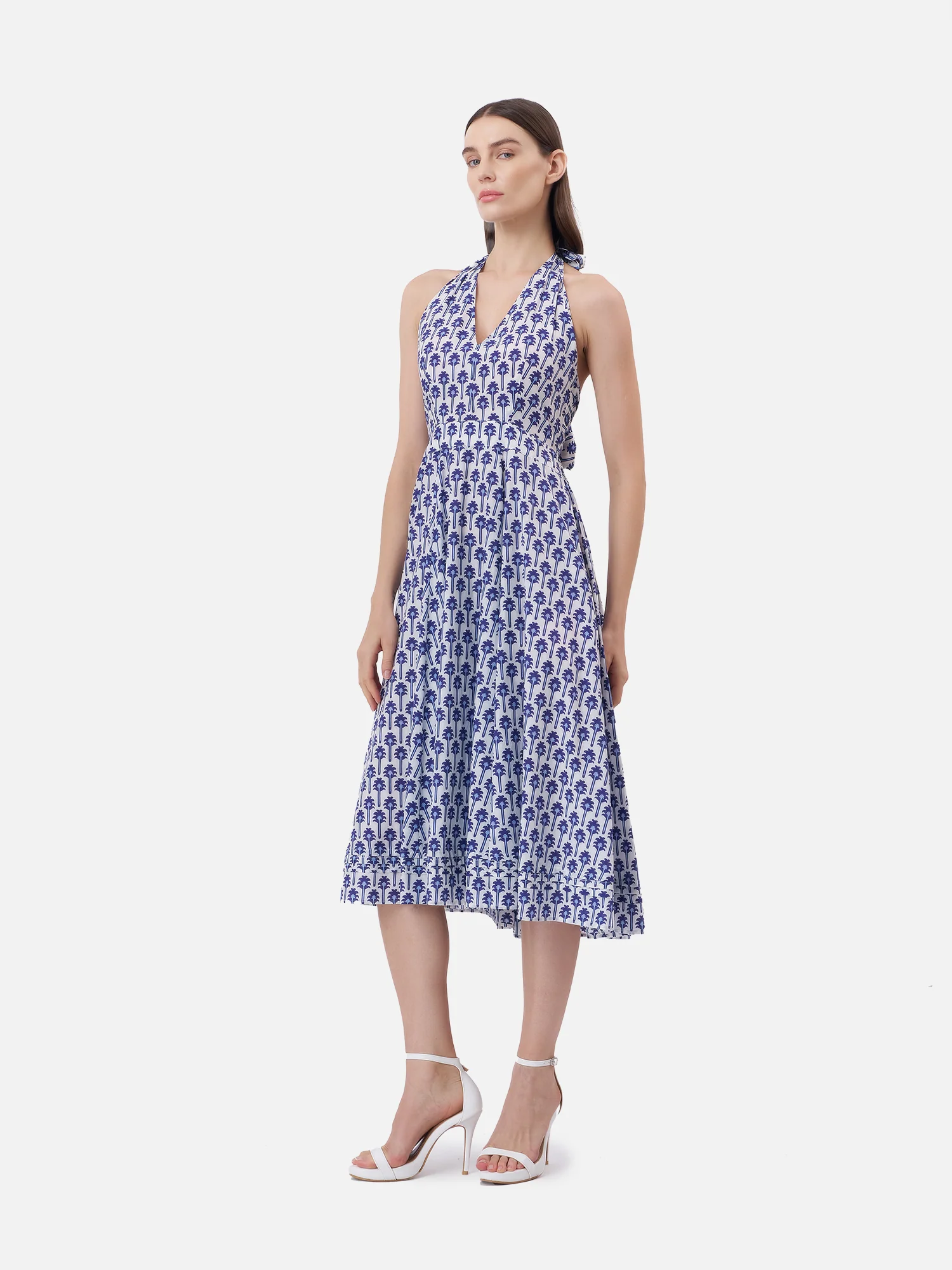 Smocked V-Neck Halter Dress - Image 4
