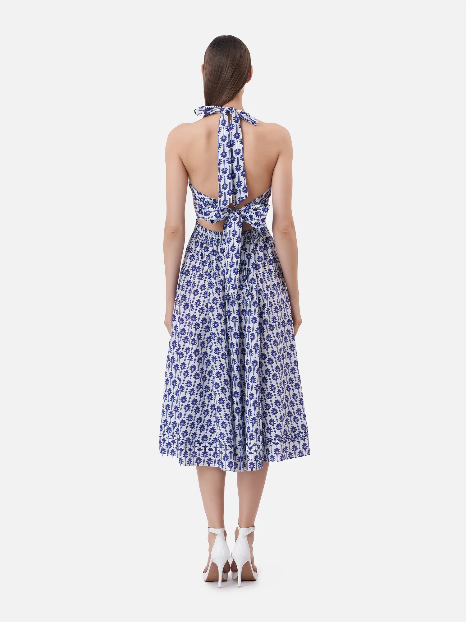 Smocked V-Neck Halter Dress - Image 5