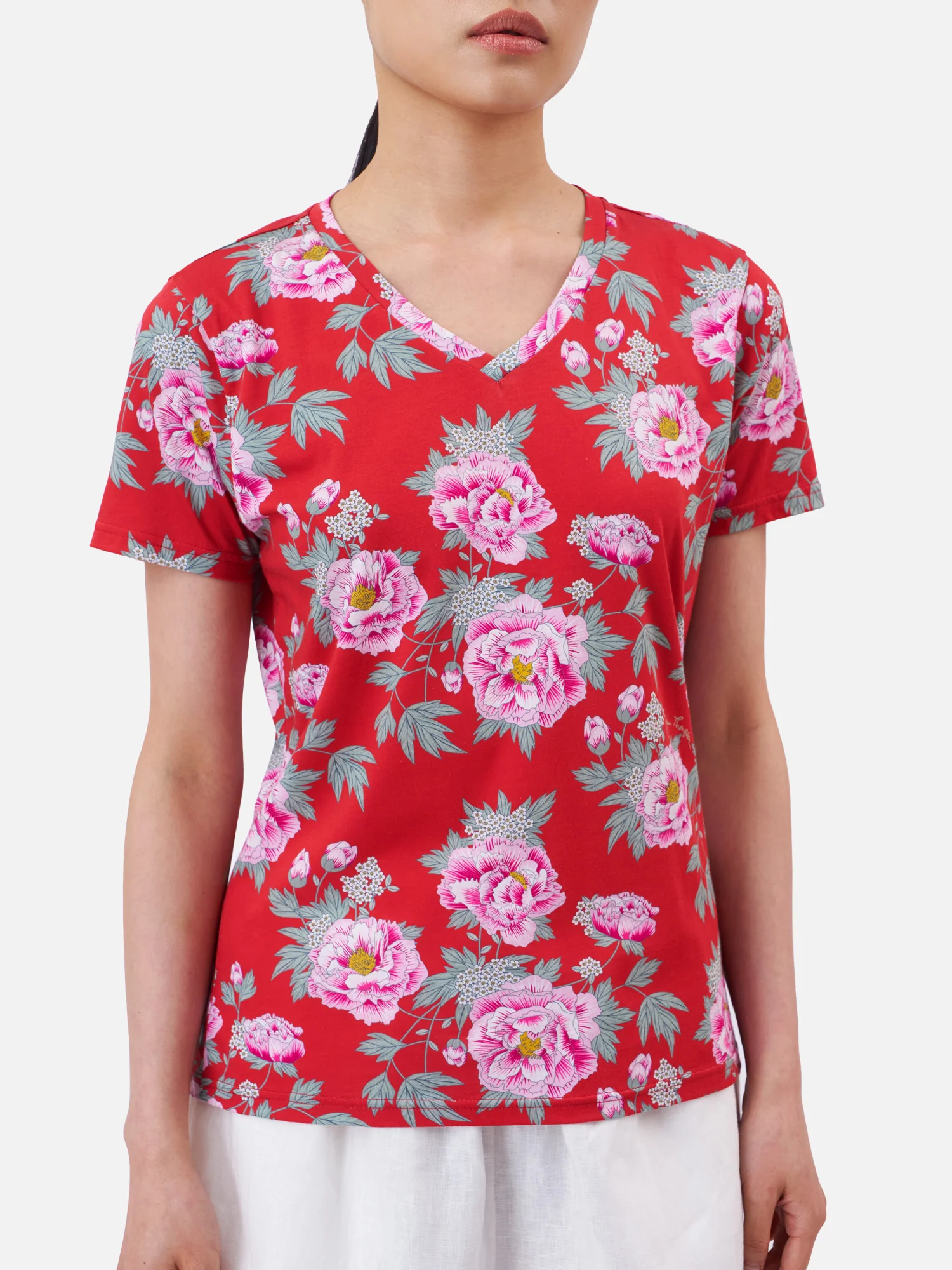 Peony V-Neck T-Shirt - Image 5