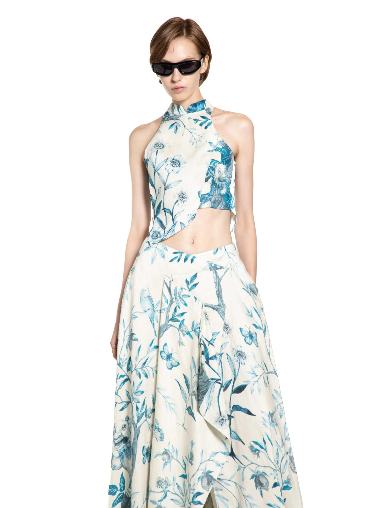 Porcelain Mandarin Collar Sleeveless Top - Image 3
