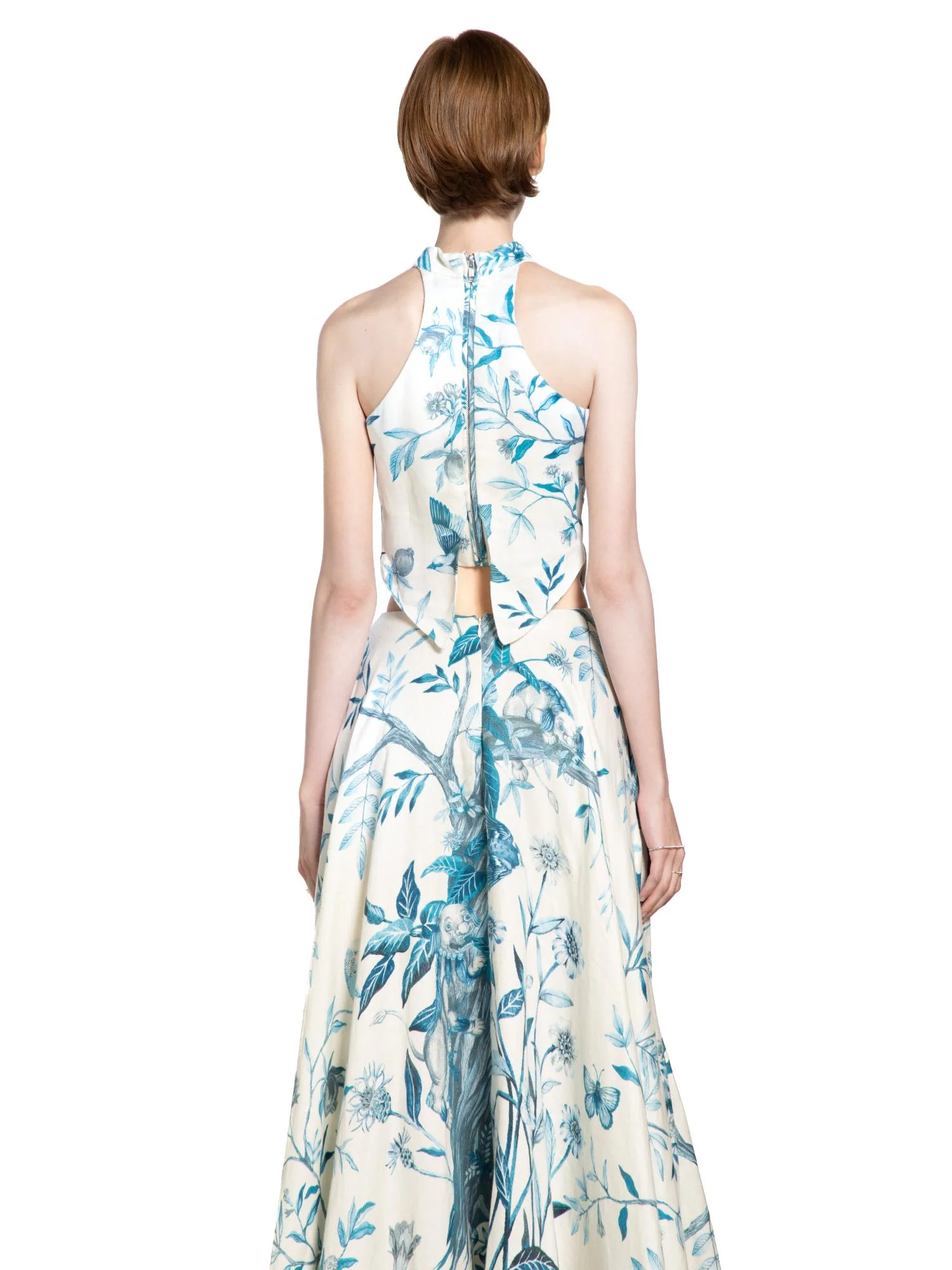 Porcelain Mandarin Collar Sleeveless Top - Image 5
