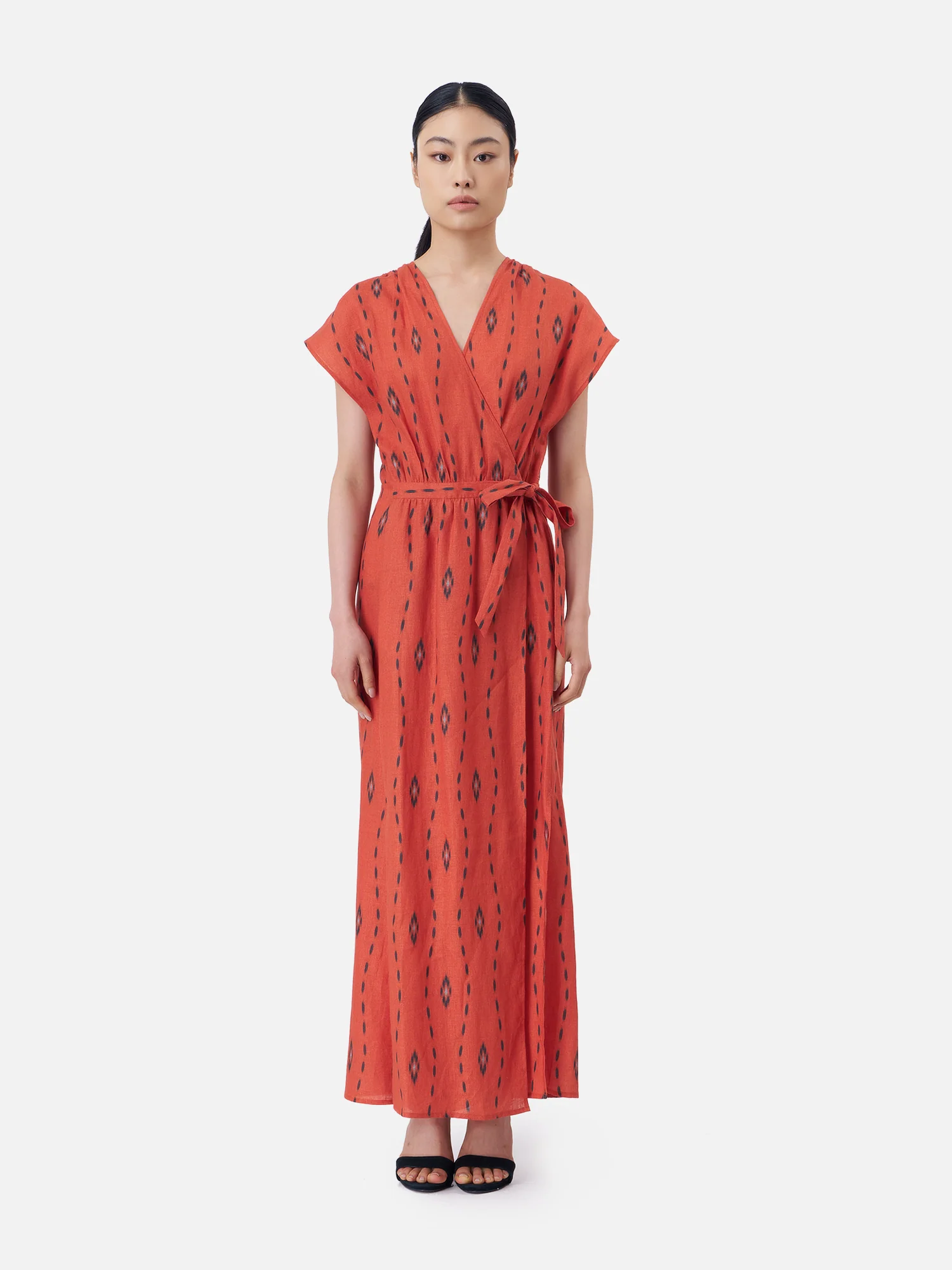 San Sai Linen Open Back Wrap Kaftan - Image 4