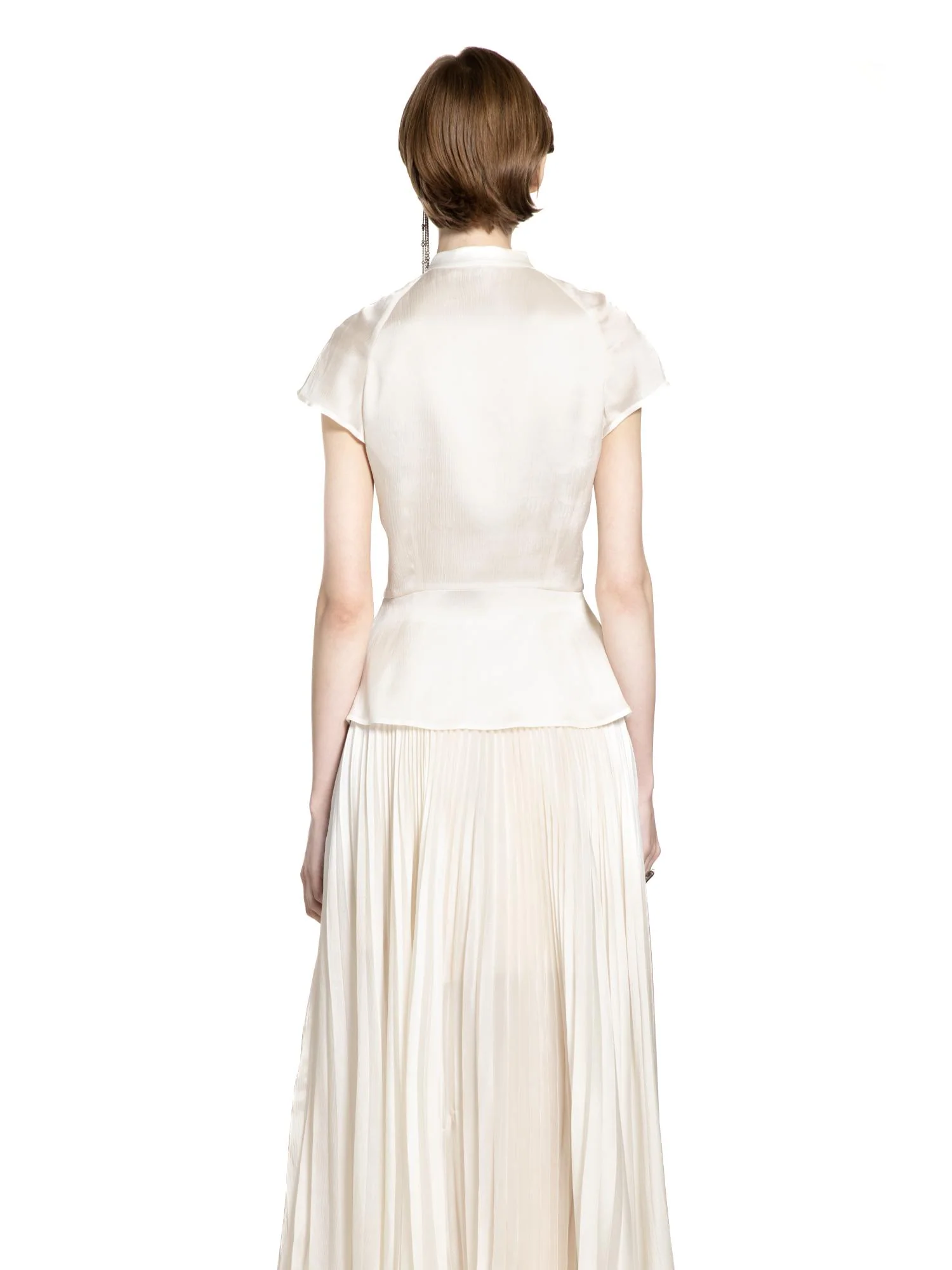 Silk Button Up Peplum Top - Image 5