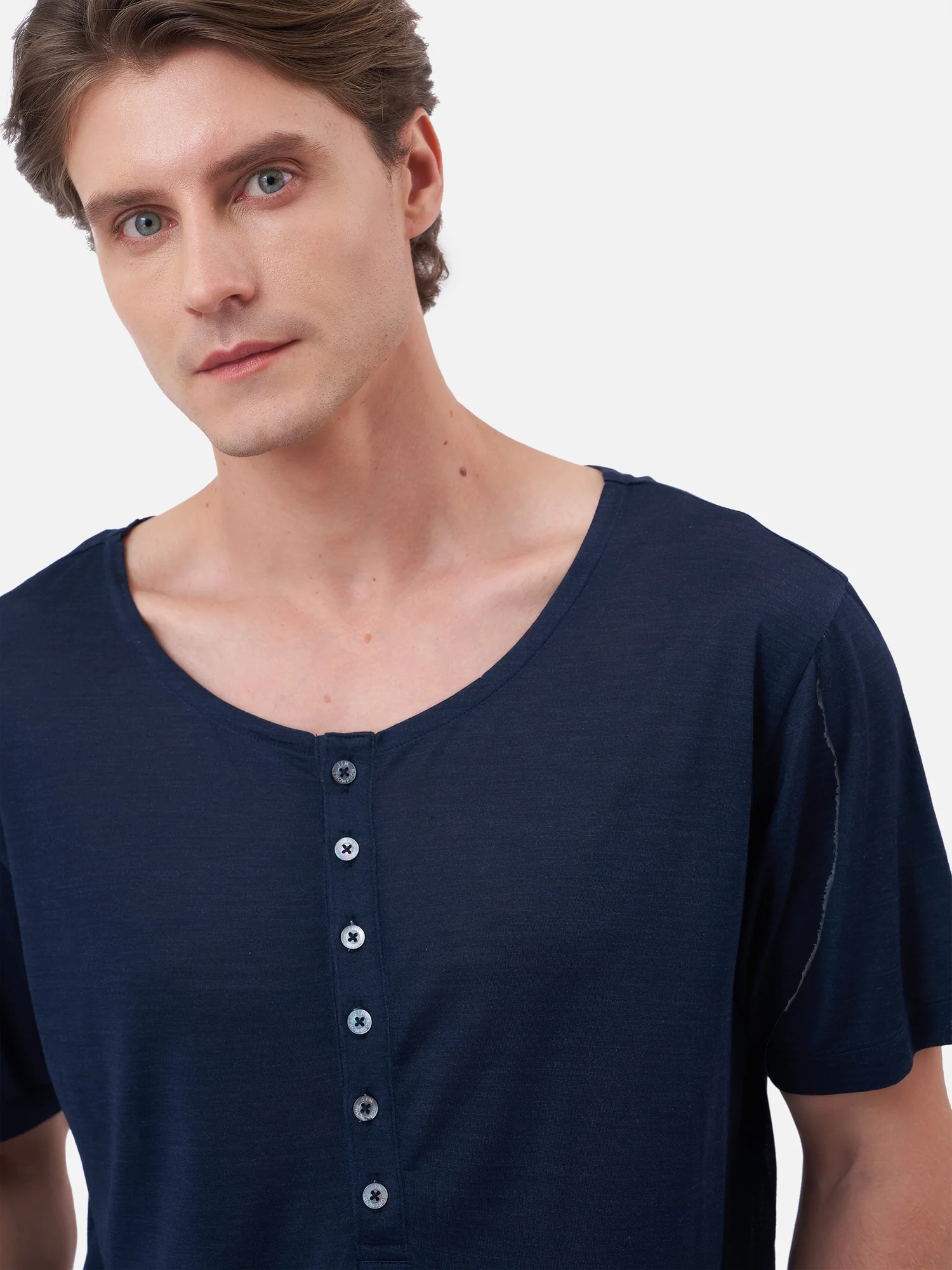 Silk/Rayon Half Placket T-Shirt - Image 3