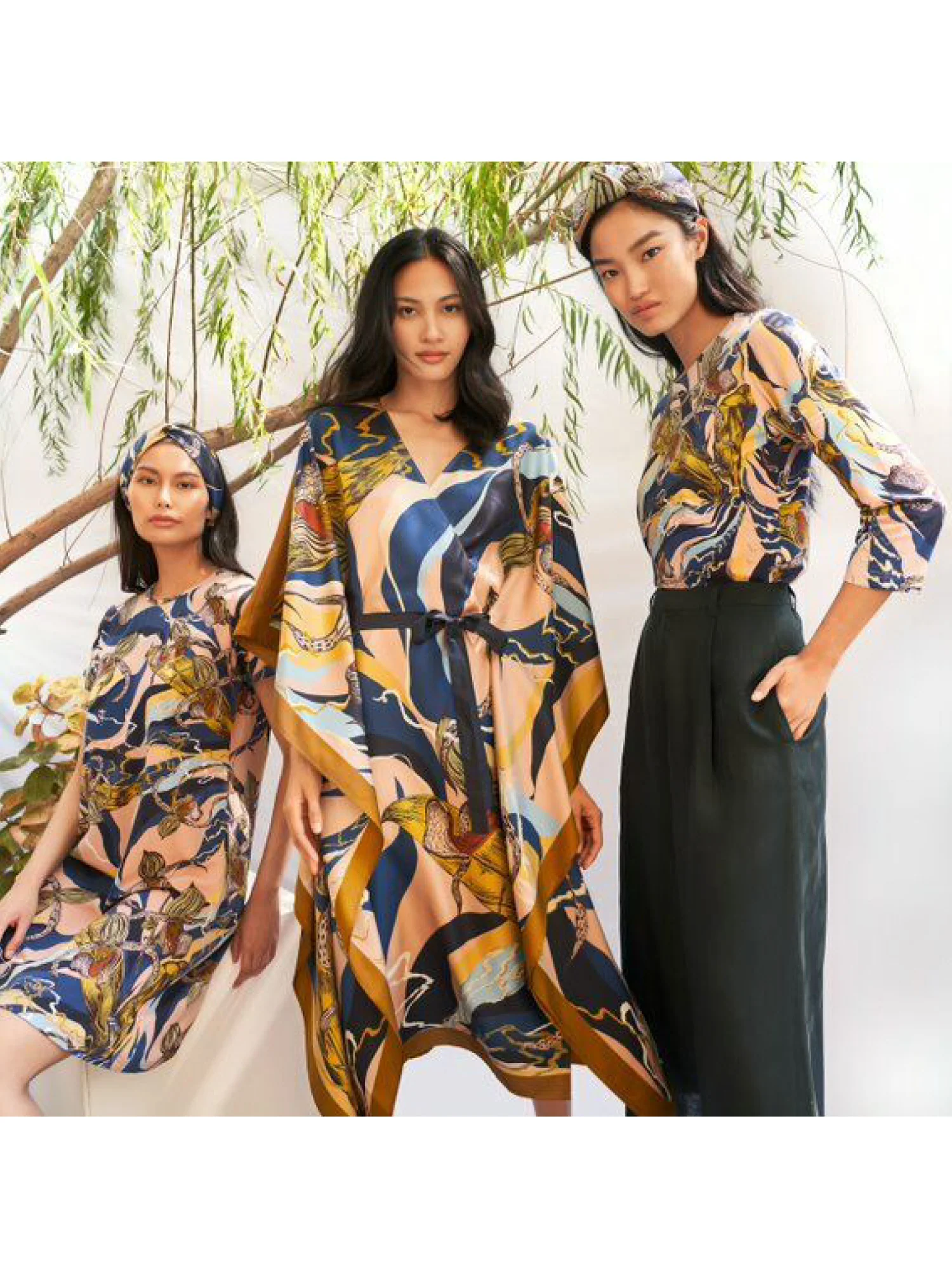 Slipper Orchid Silk Kimono Kaftan Dress - Image 5