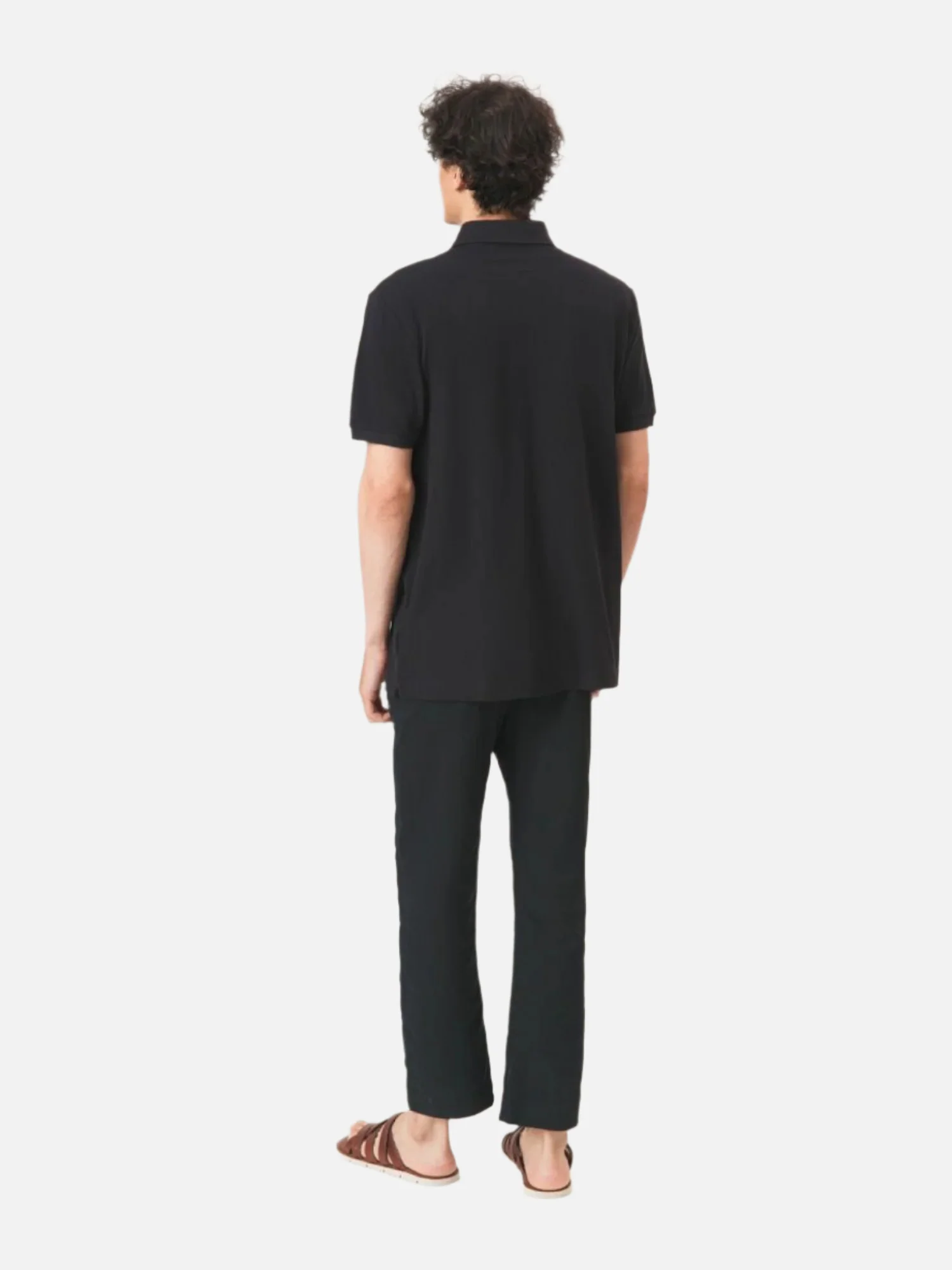 Solid Silk Collar Logo Polo Shirt - Image 3