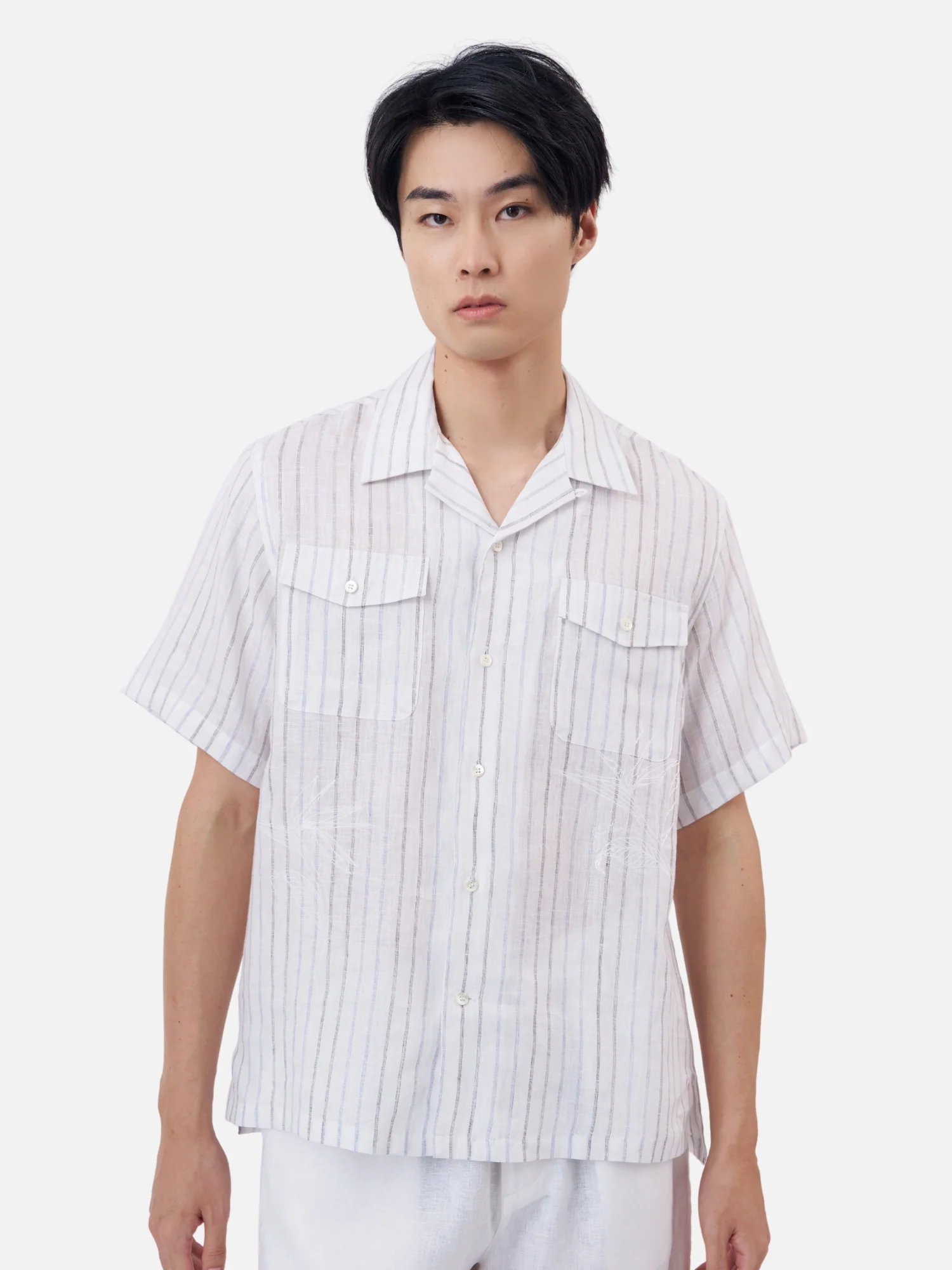 Stripe Linen Hawaiian Shirt - Image 3